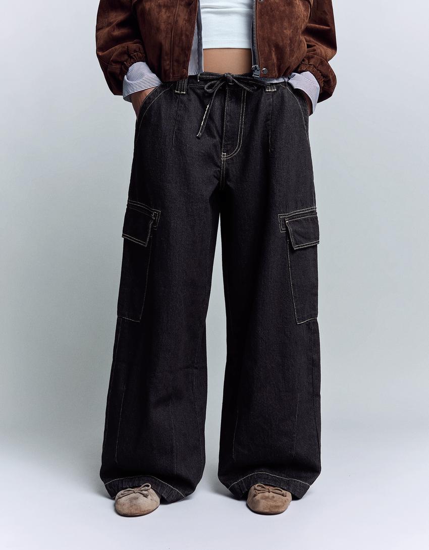 Jeans cargo parachute-Marino