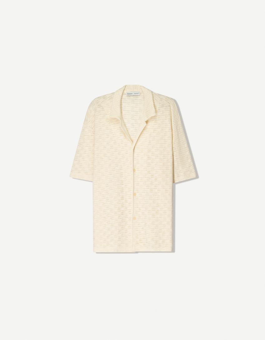 Rustic short sleeve open knit shirt