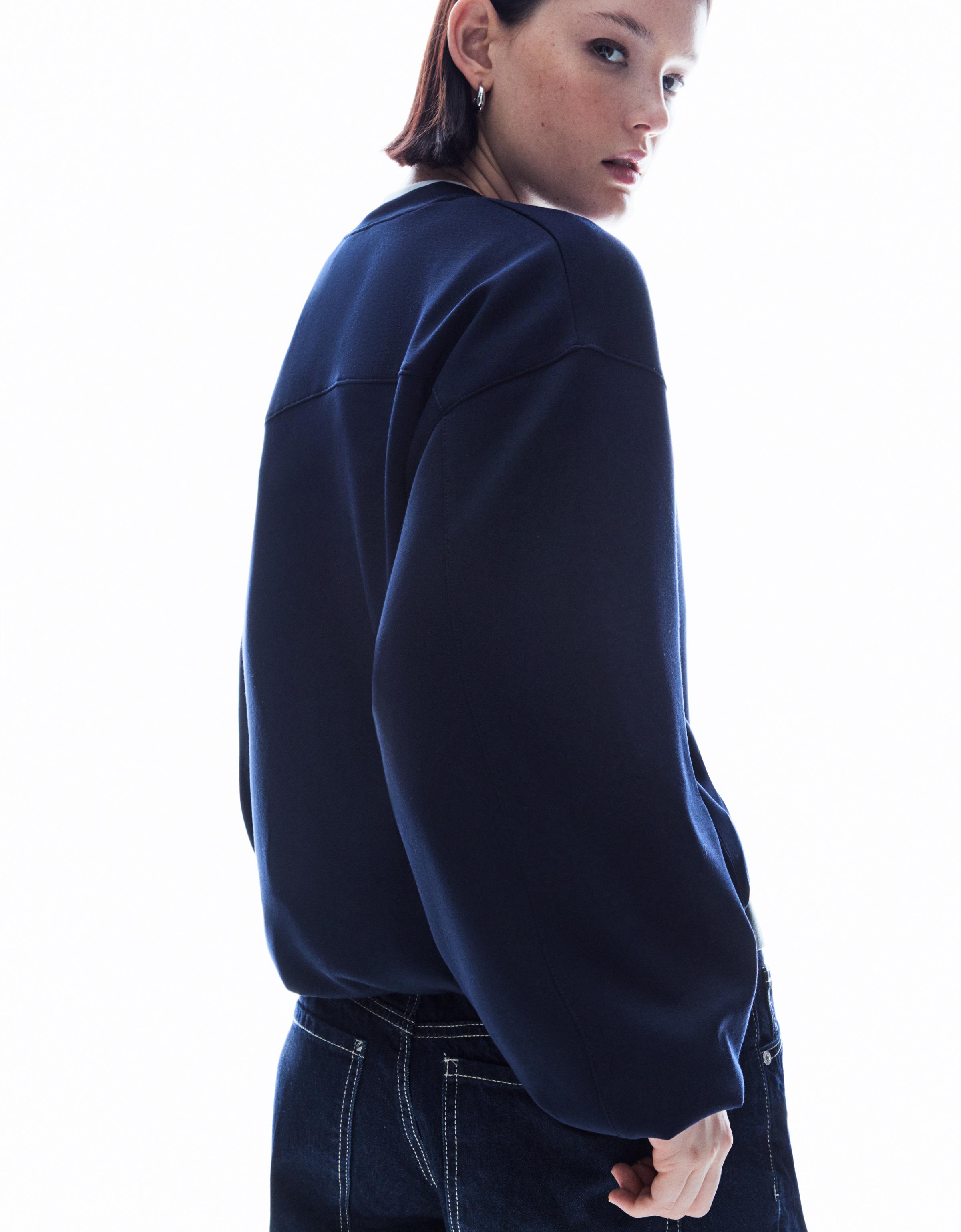 Oversize round neck sweatshirt — Navy