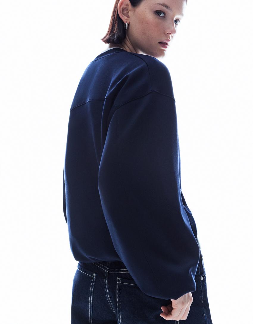 Felpa oversize morbida con modal-Marino
