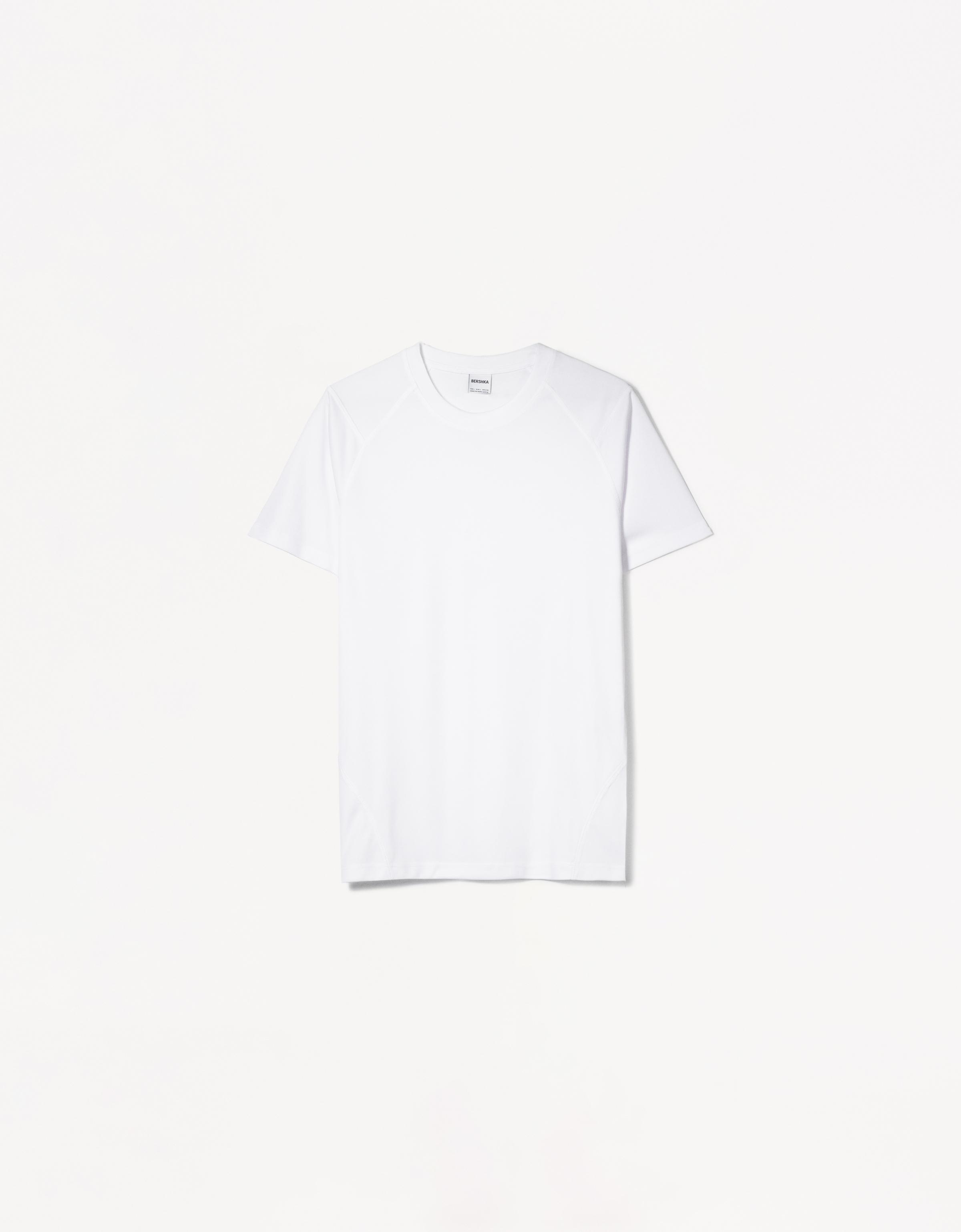 Bershka Slim-Fit-T-Shirt Mit Kurzen Ärmeln Und Schlitzen Herren S Weiss