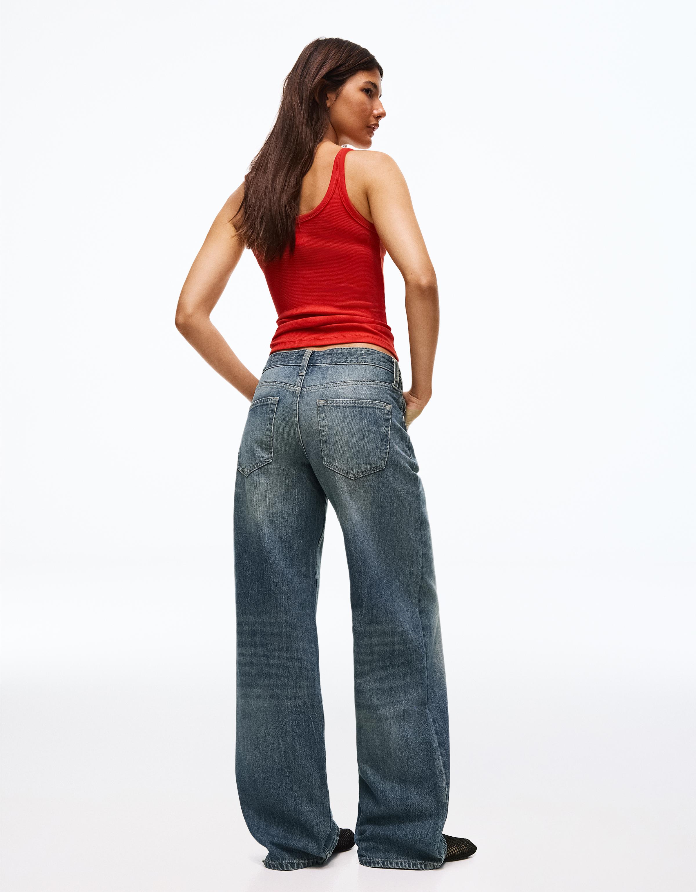 Low-rise straight jeans — Light blue