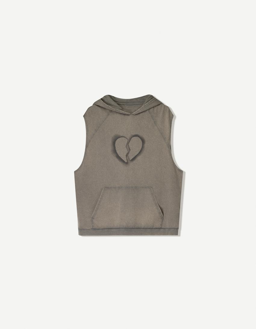 Camiseta sin mangas capucha print