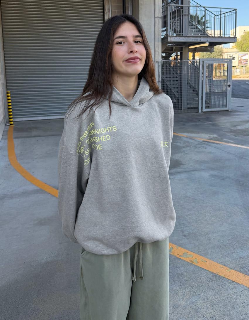 Printed hoodie-Grey
