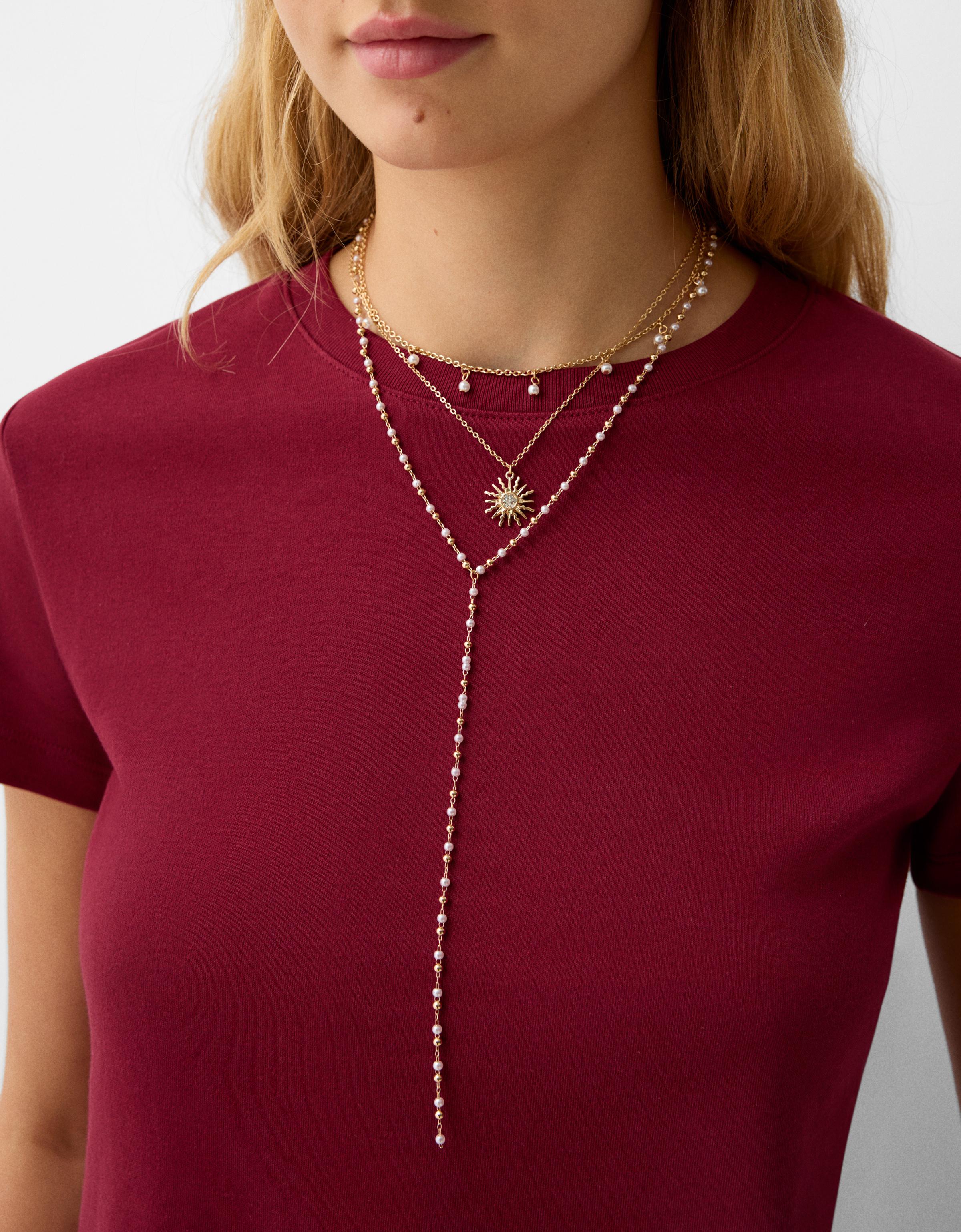 Bershka 3er-Pack Halsketten Mit Anhänger Damen Gold