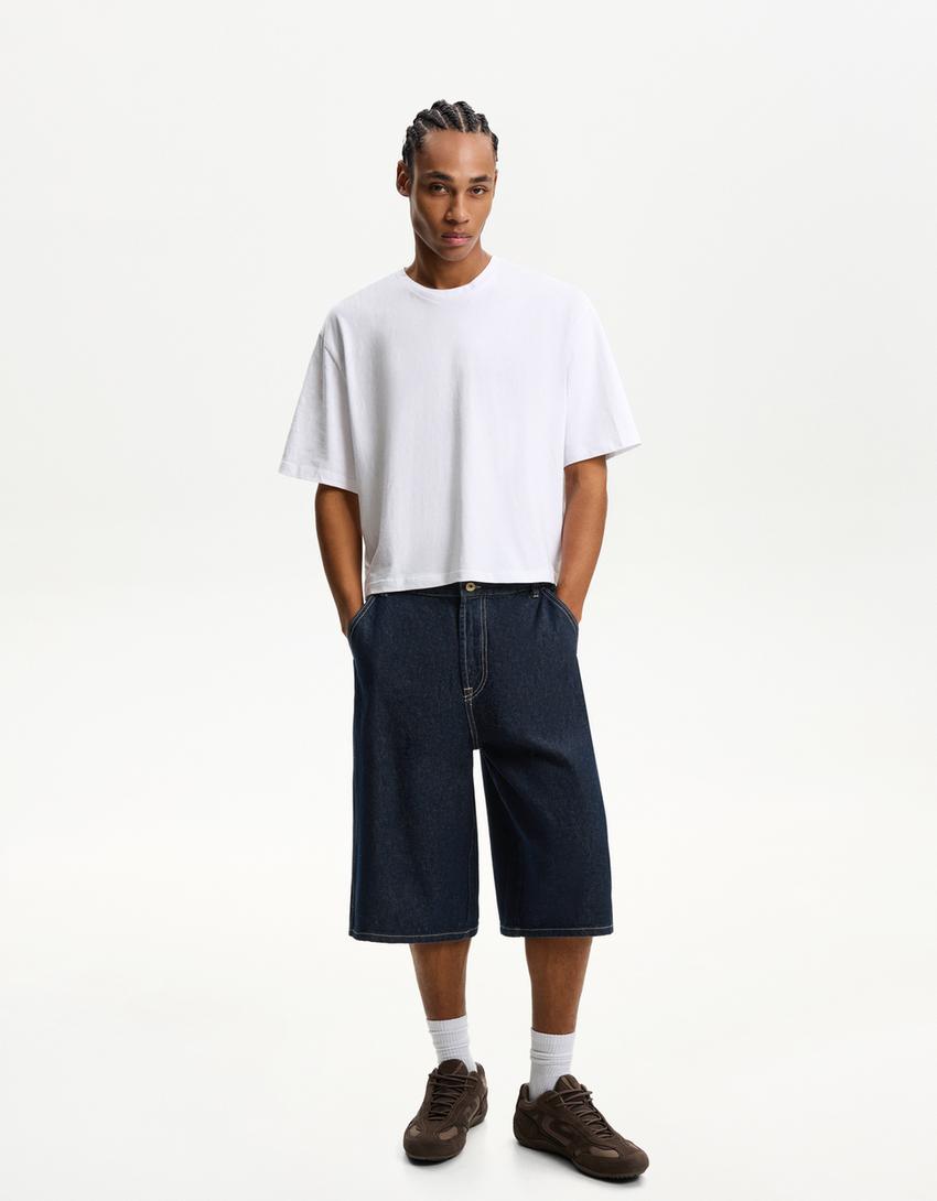 Skater-Denim-Bermudas-Marinenblau-0