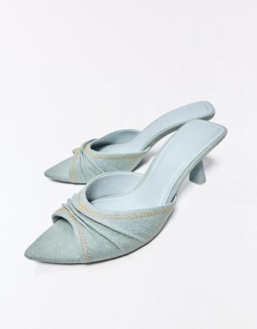 Ruched mule heels — Washed out blue 2