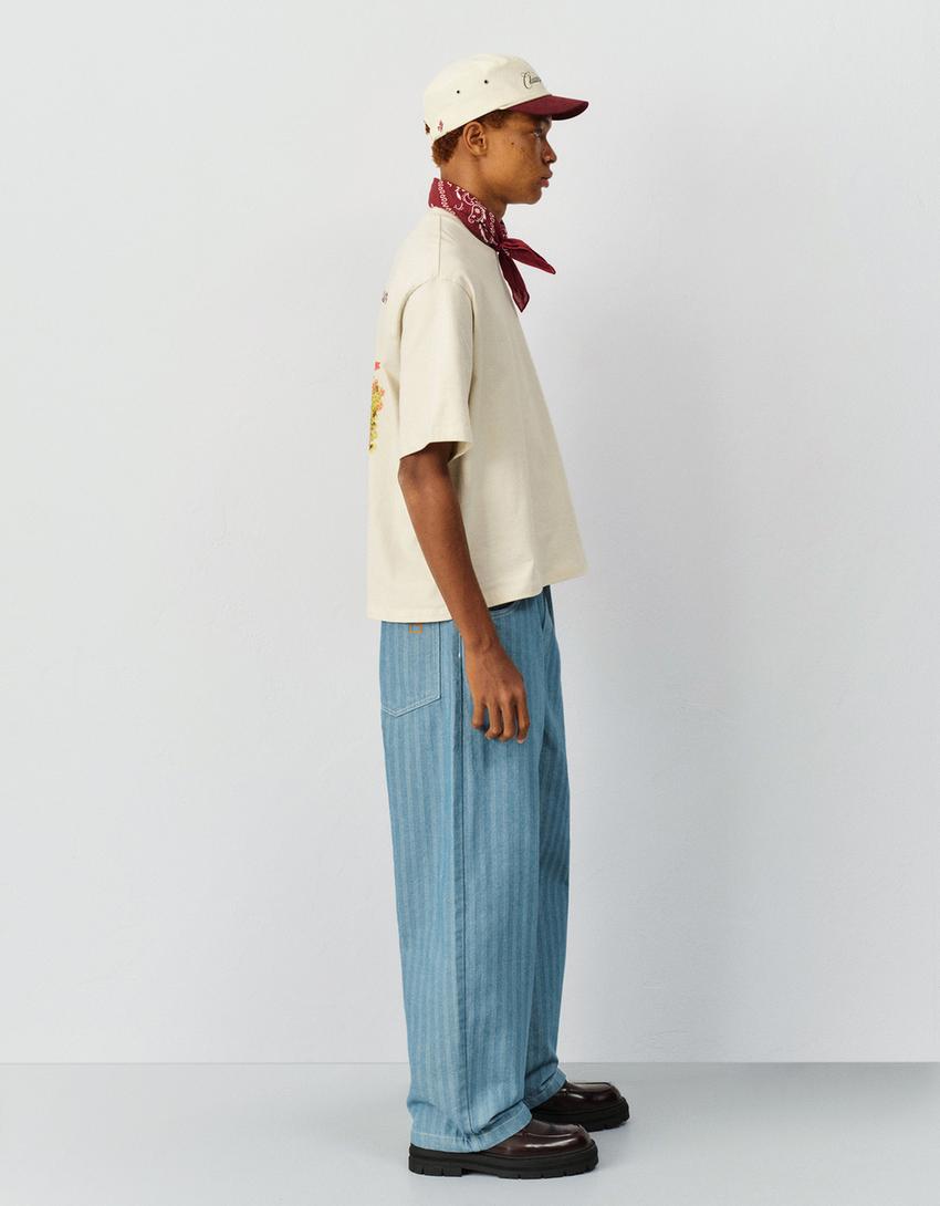 Short sleeve T-shirt with embroidery-Off white