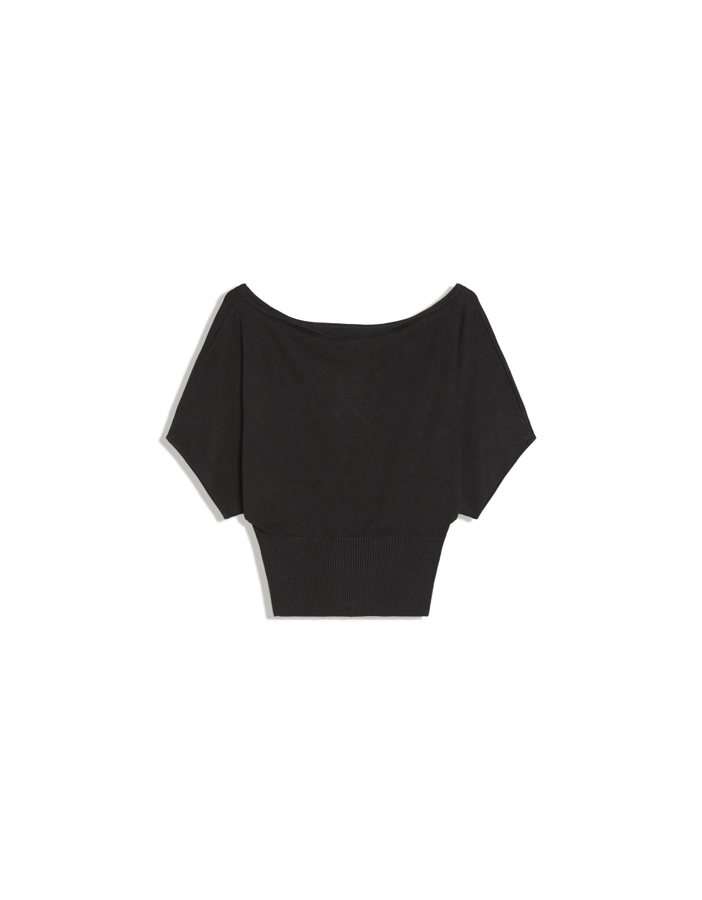 Asymmetric neck T-shirt — Black