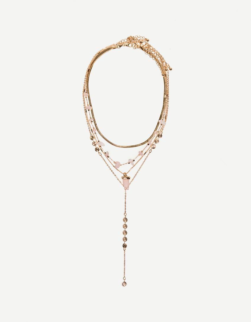 Pack of 4 pendant necklaces-Gold-1