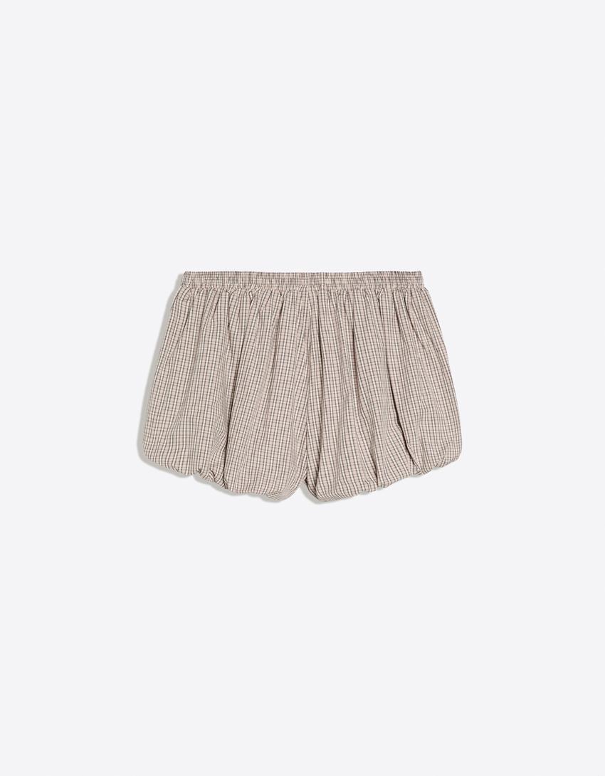 Jupe-short ballon en popeline-Sable