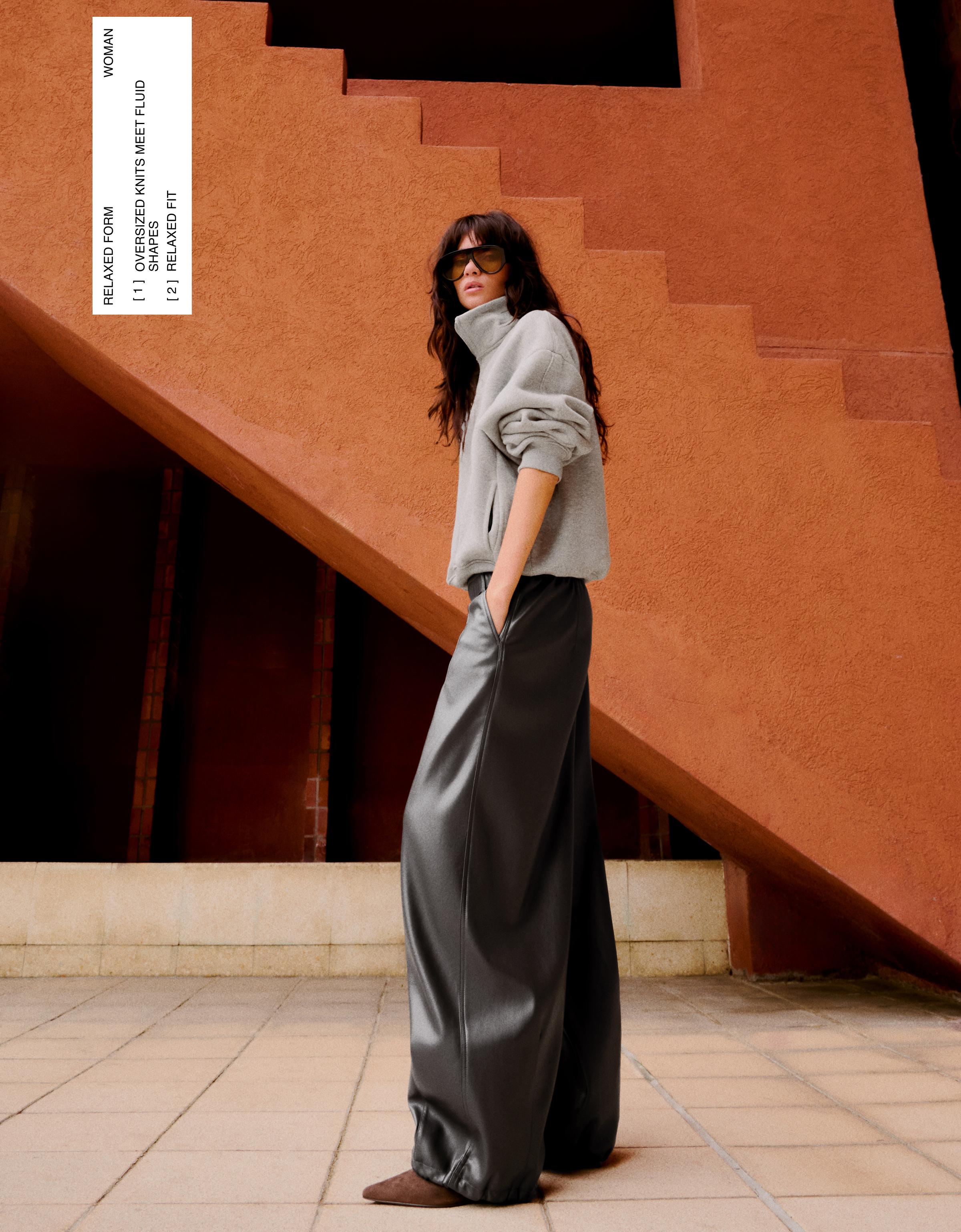 Sarouel trousers leather effect — Grey