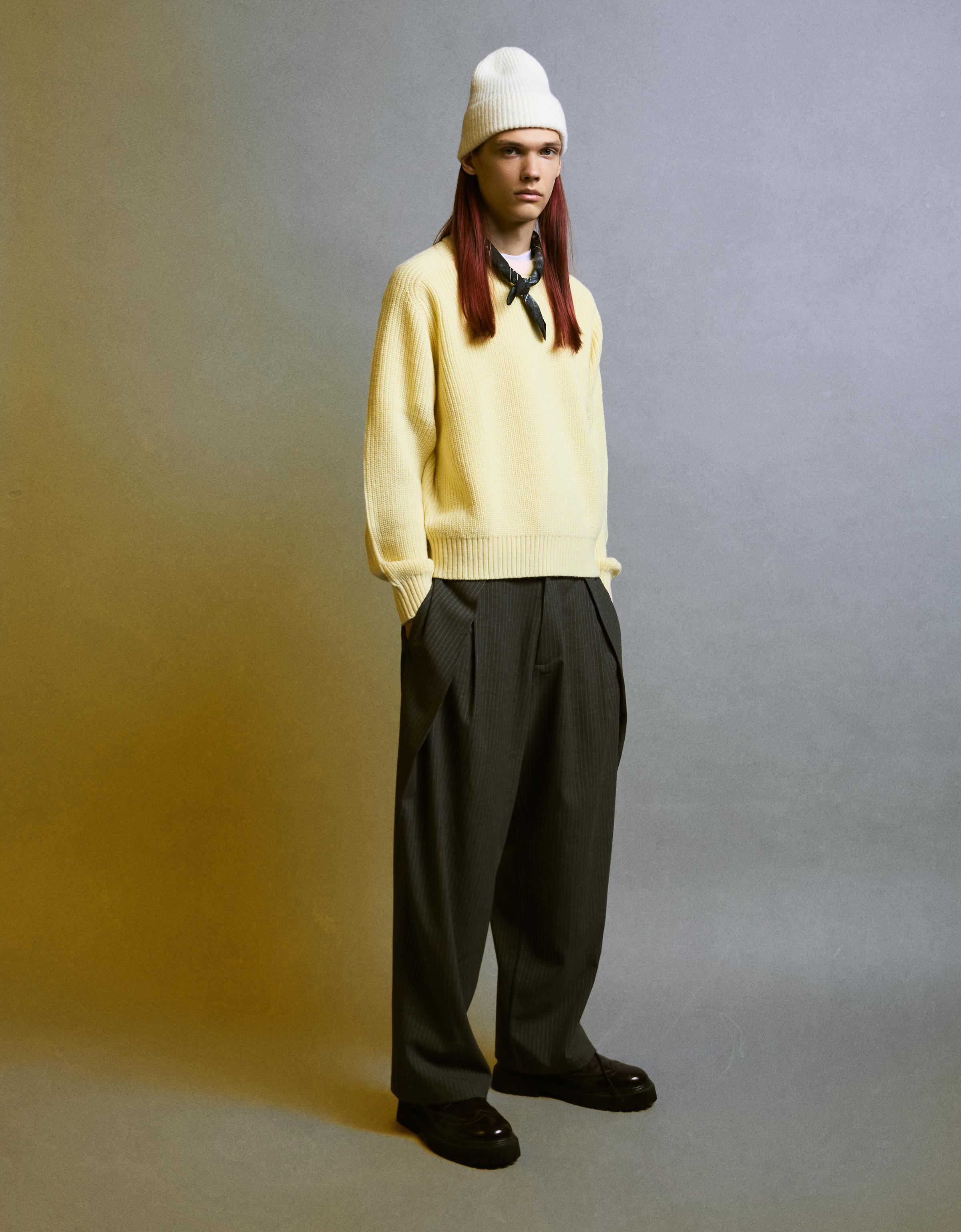 Bershka Superbaggy-Hose Mit Nadelstreifen Herren 44 Grau