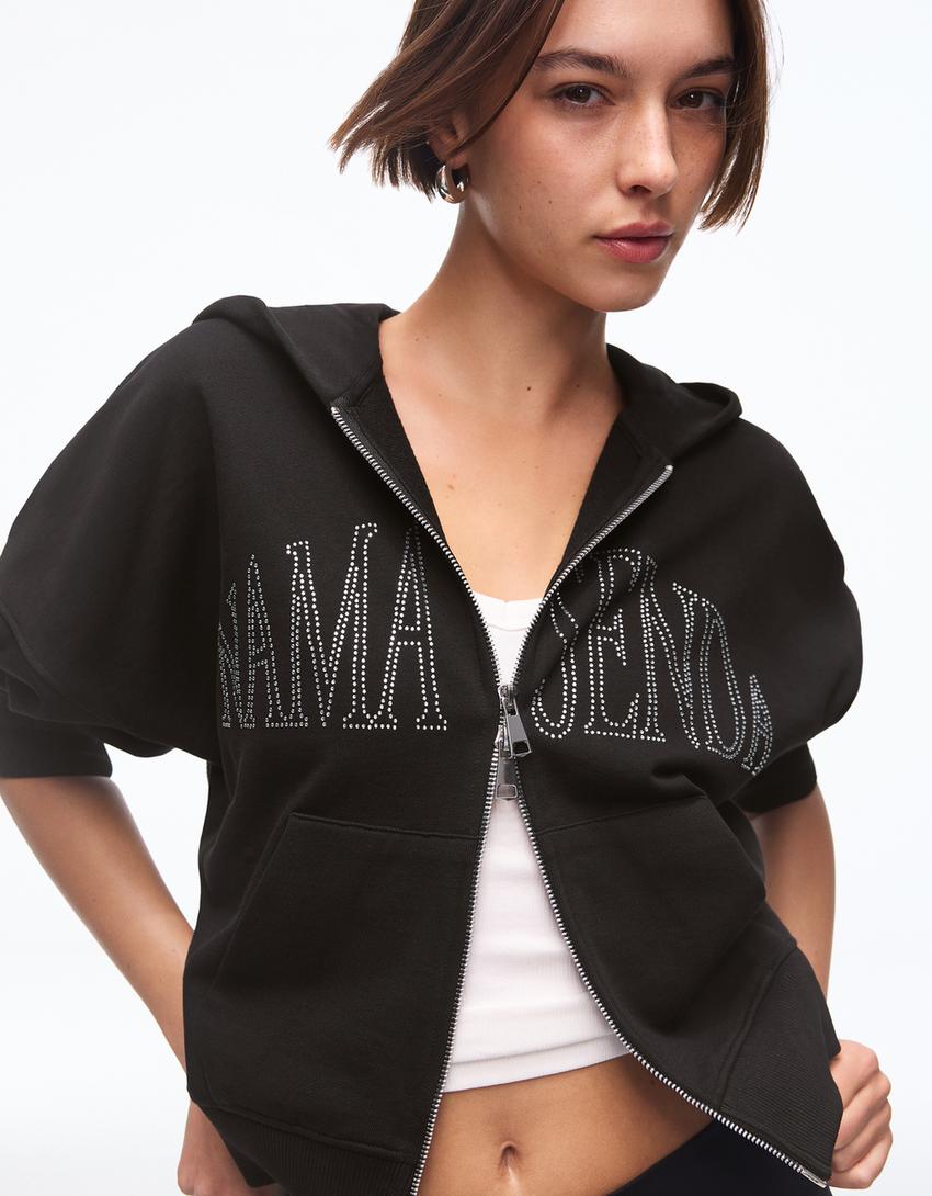 Sudadera cremallera Namasenda print-Negro