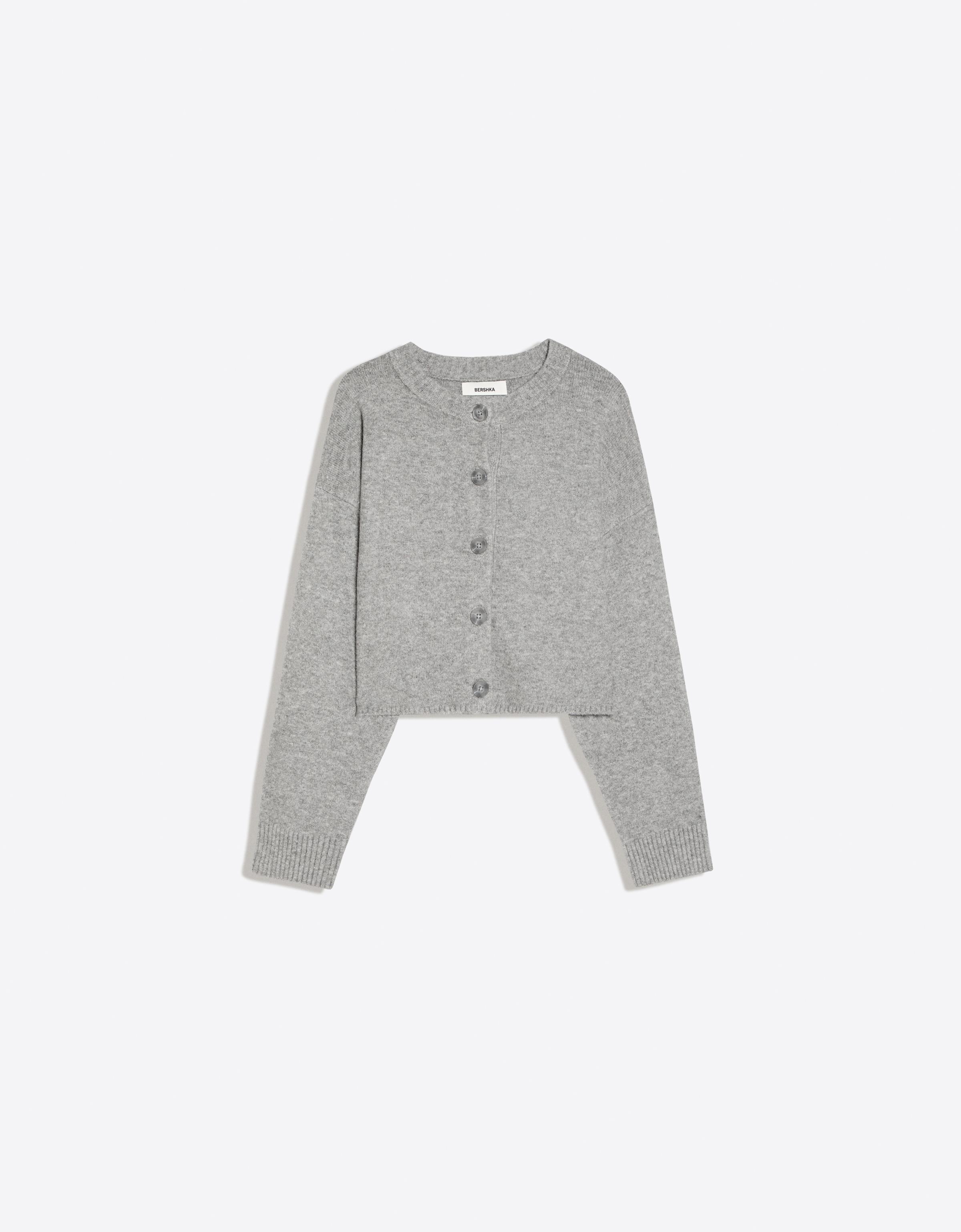 Soft touch round neck jacket — Grey