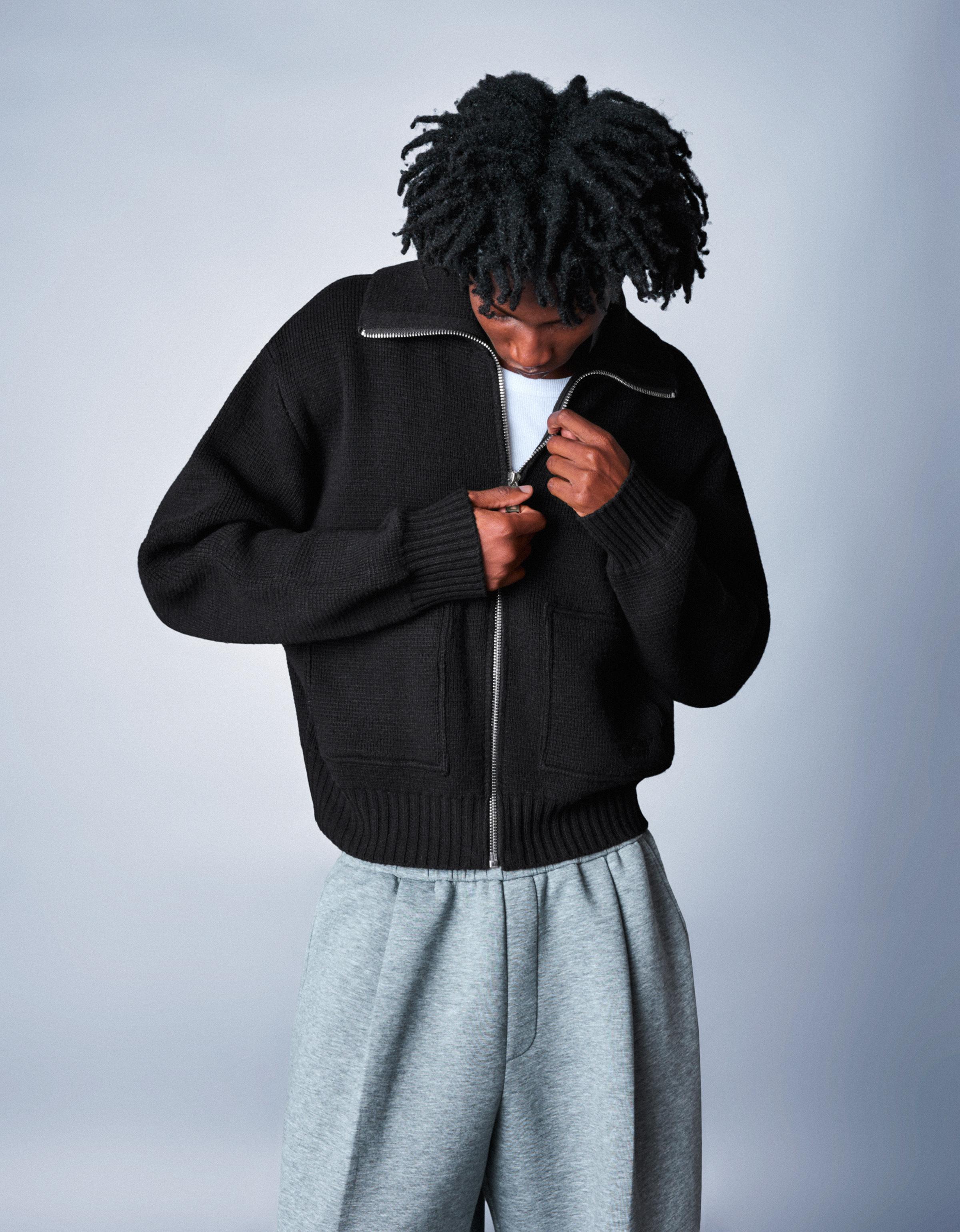 Bershka Jacke Mit Reißverschluss Herren M Schwarz