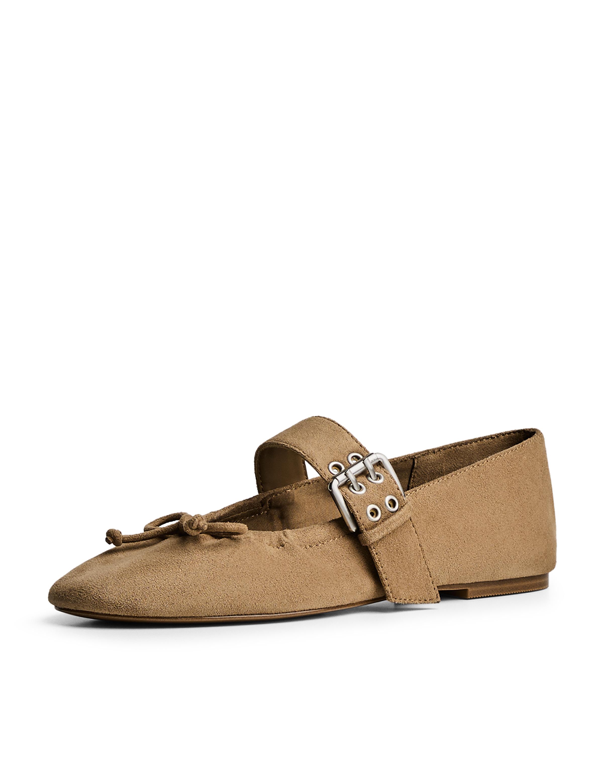 BUCKLED BALLERINAS — Tan
