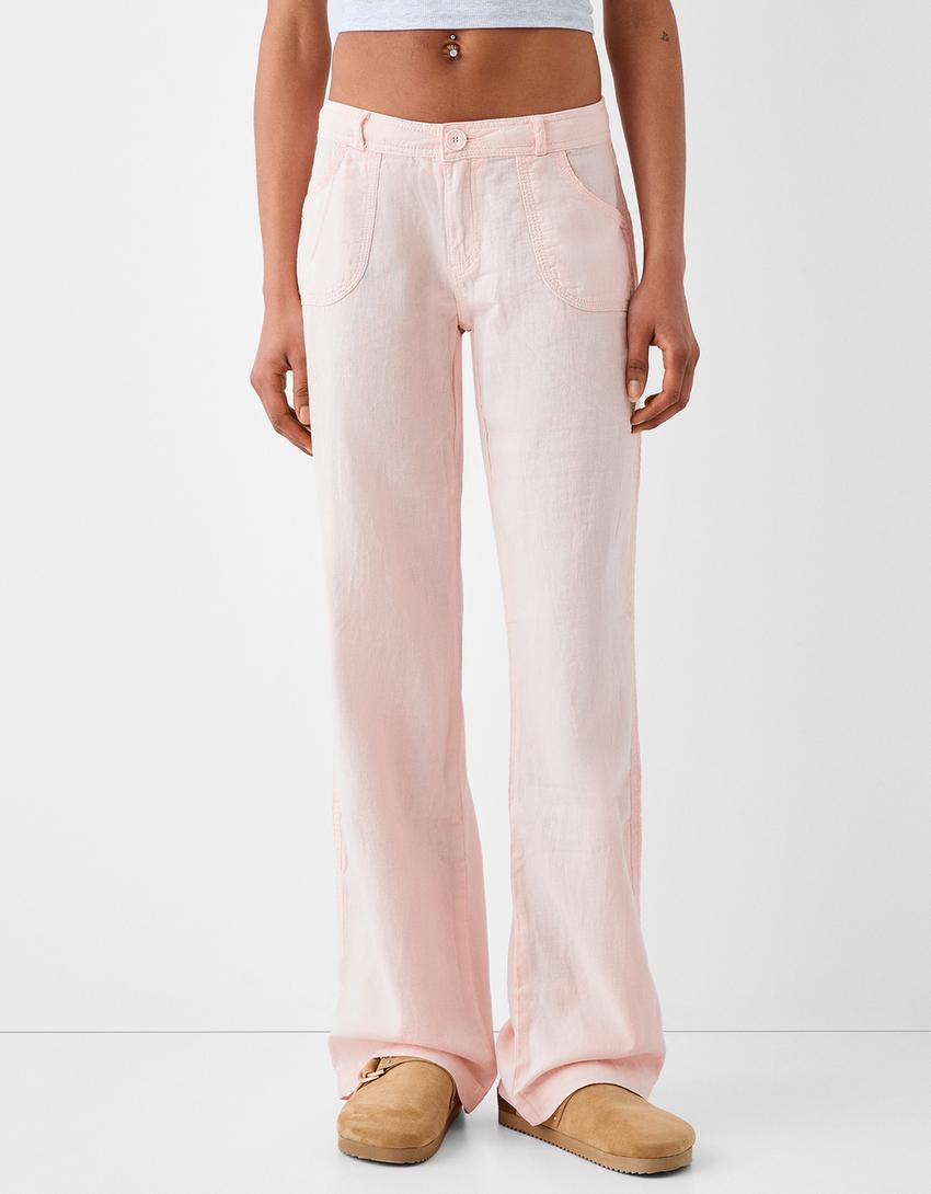 Pantalon fluide rustique-Rose-1