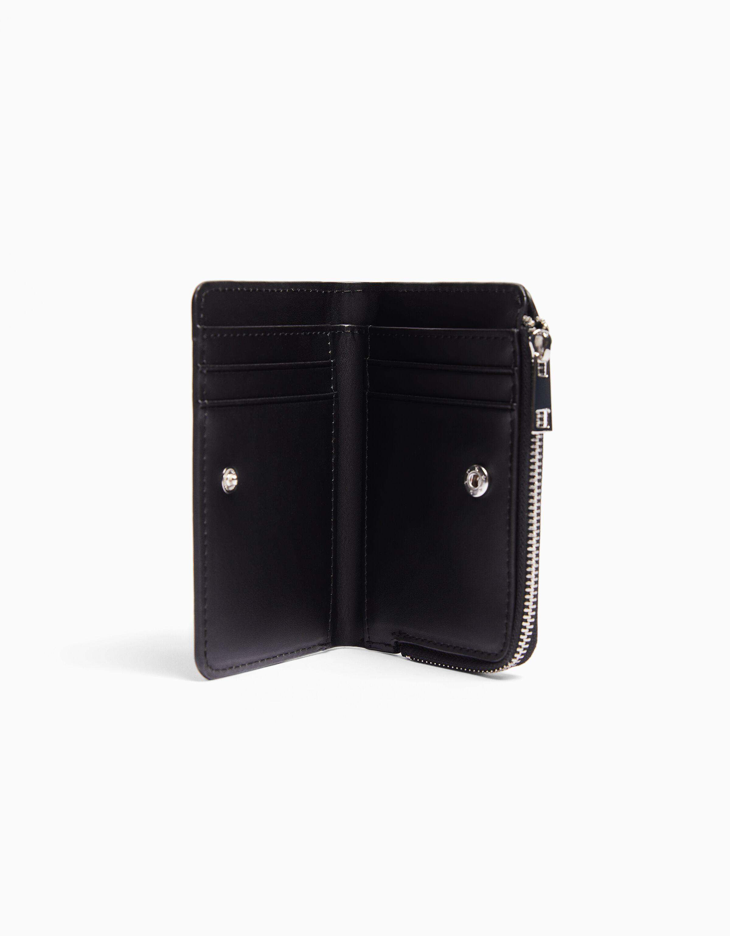 Animal print patent effect purse — Black