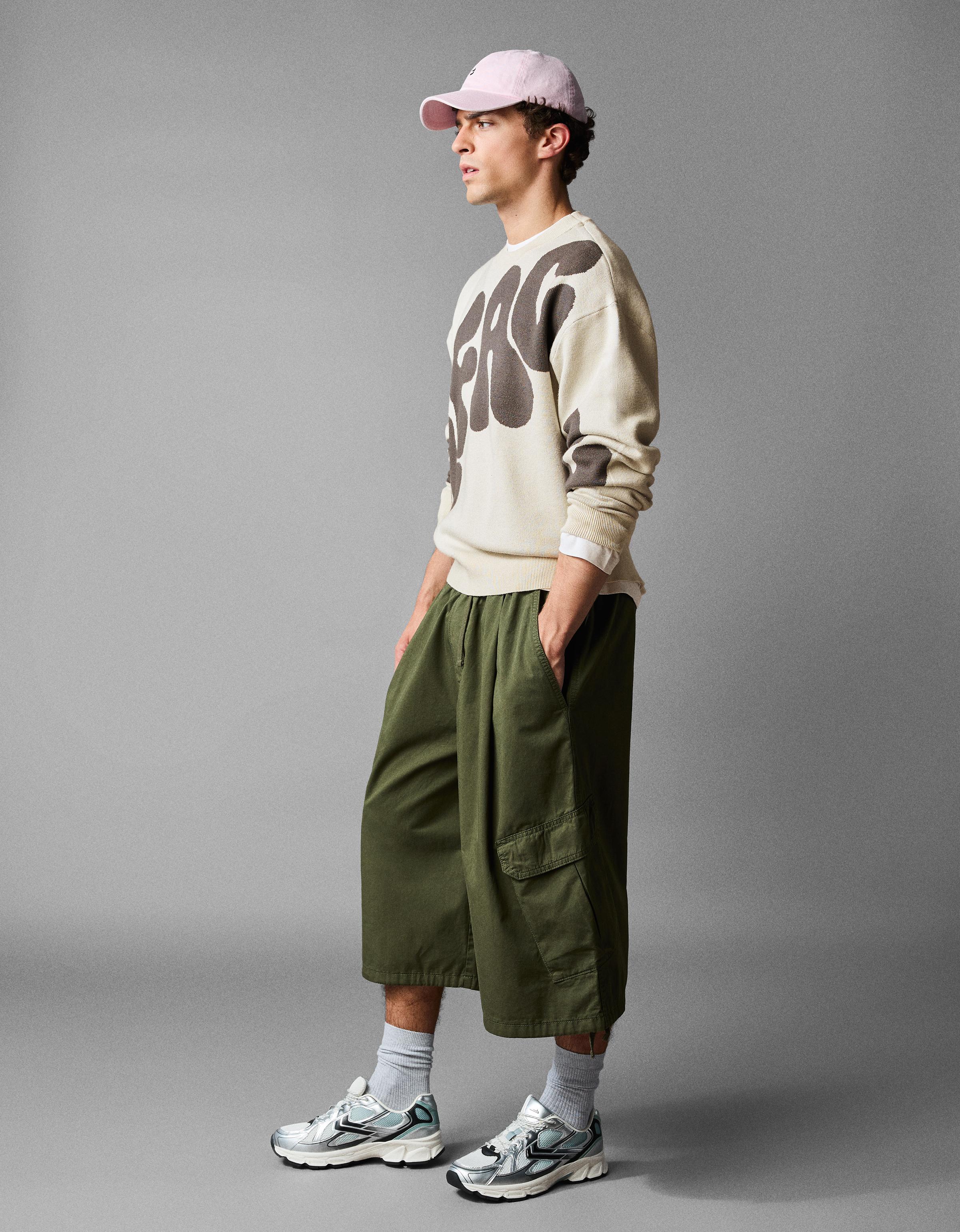 Printed round neck jumper — Grey