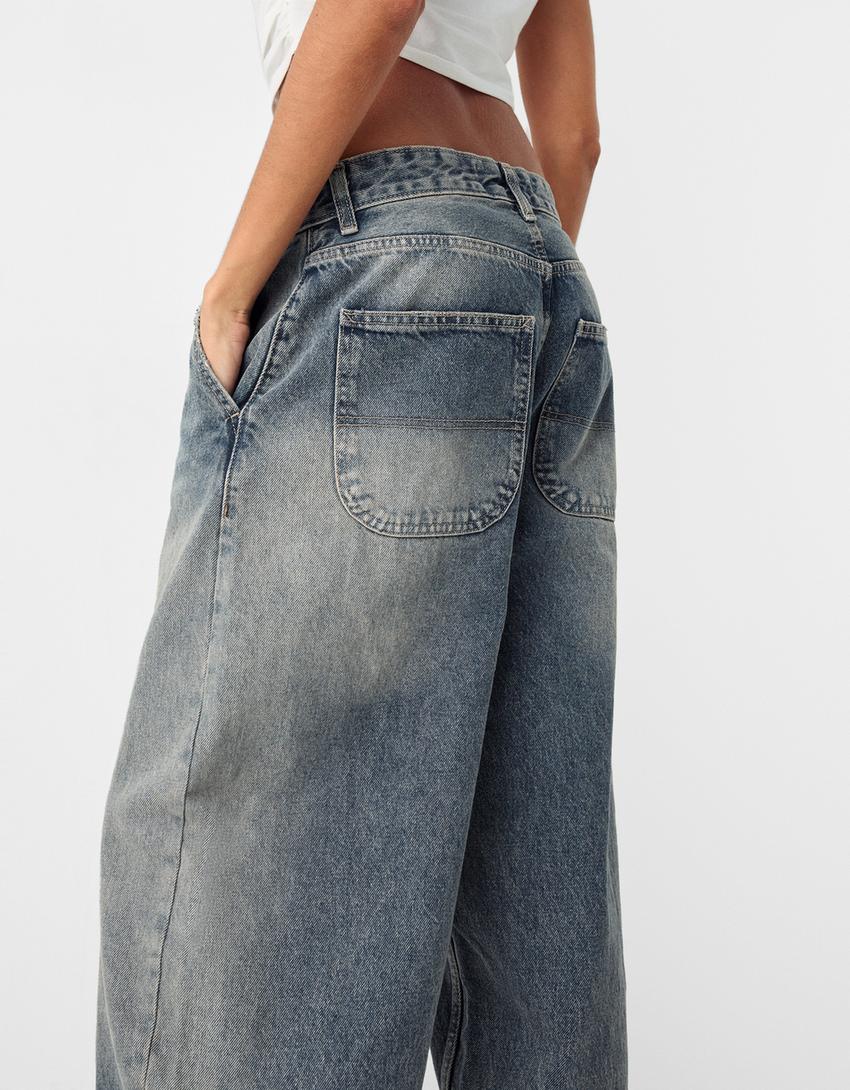 بنطال جينز تزلج بتأثير باهت-أزرق فاتح-6