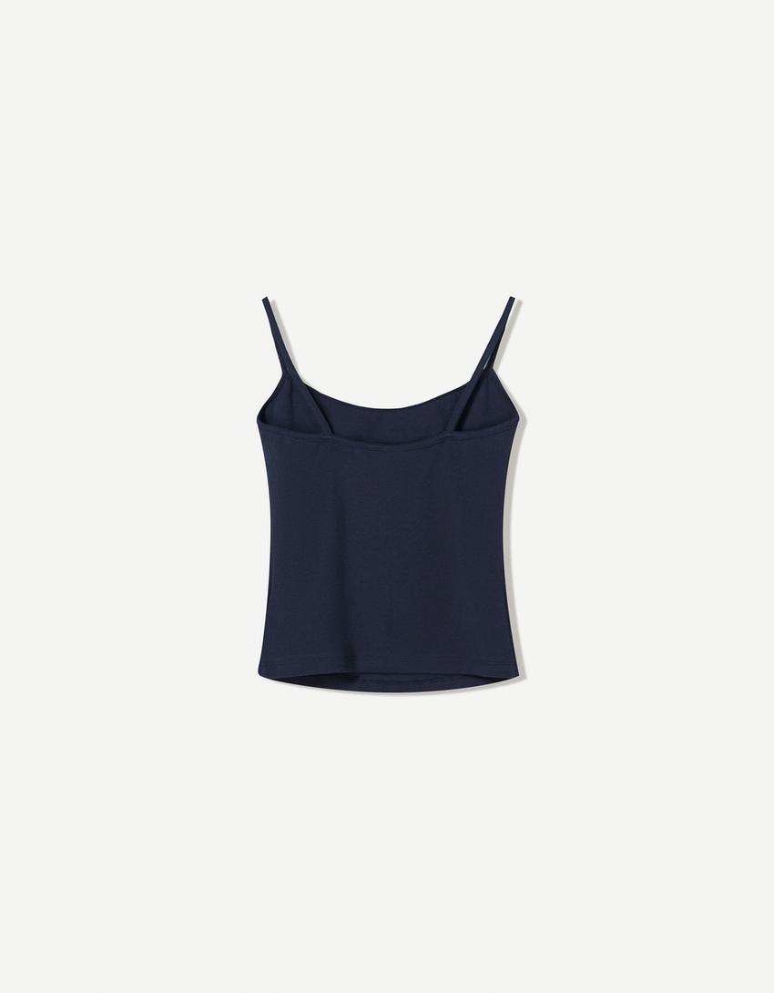 Top Kewpie bretele print-Bleumarin