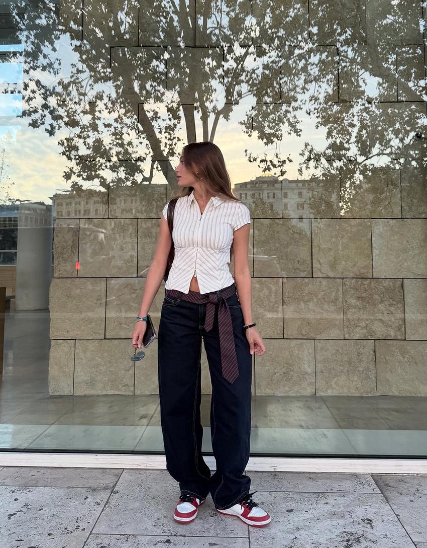 Short sleeve shirt with zip-Grey