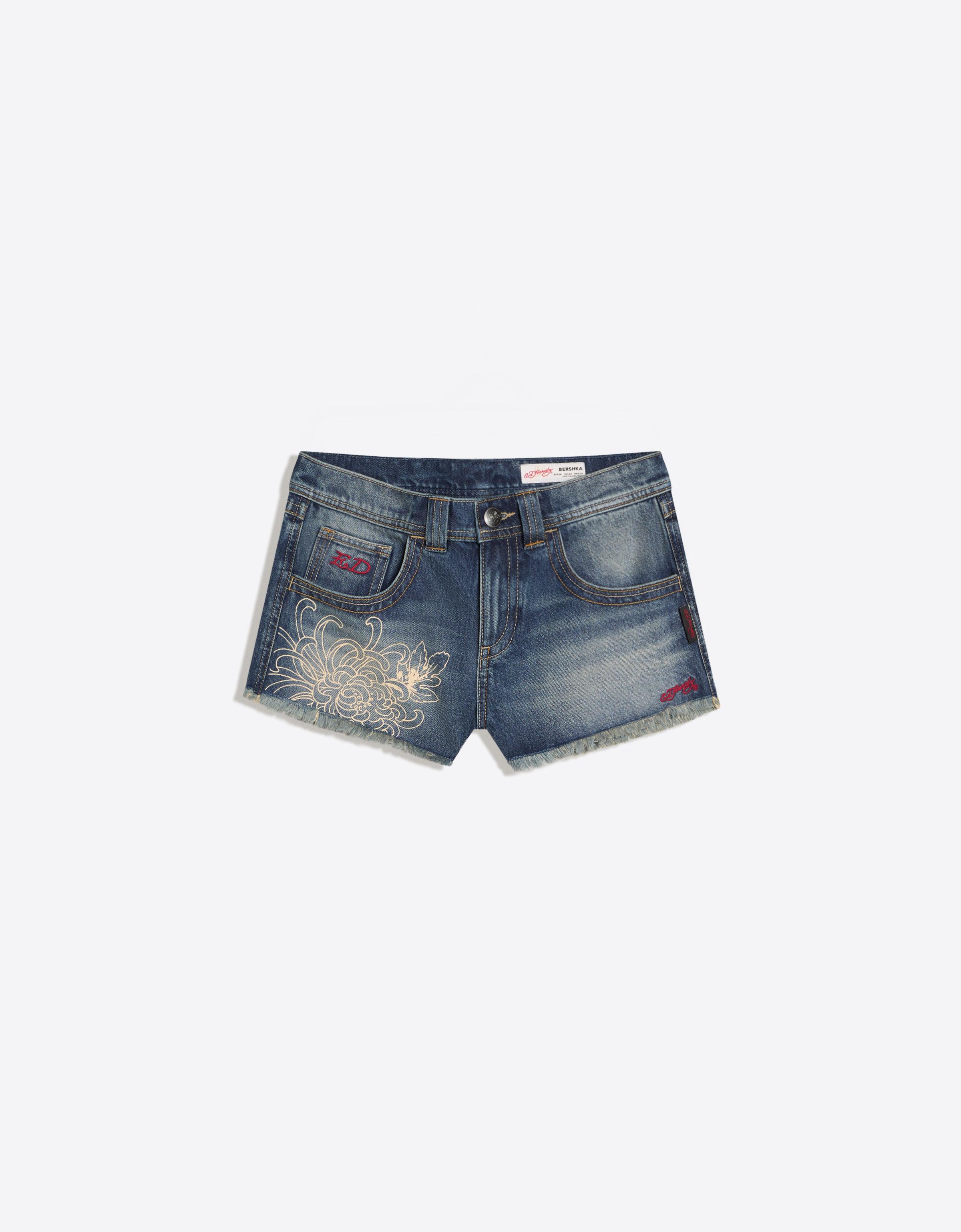 Denim shorts ED HARDY X BERSHKA — Blue