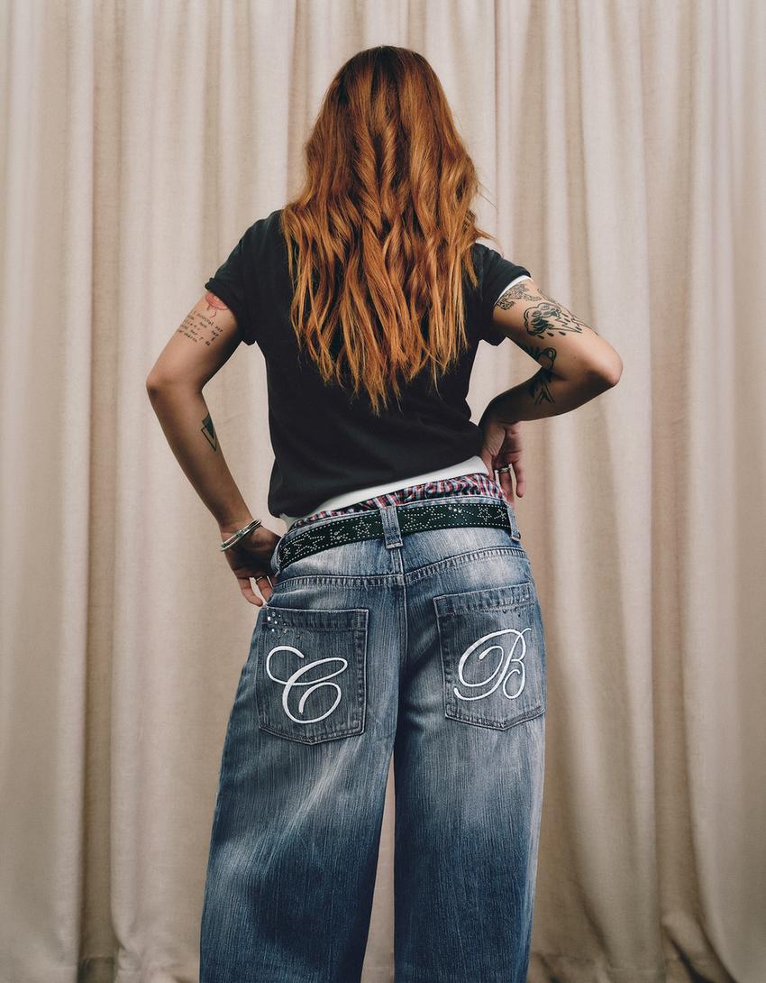 Jean baggy fit déchiré Carol Biazin Collection-Bleu