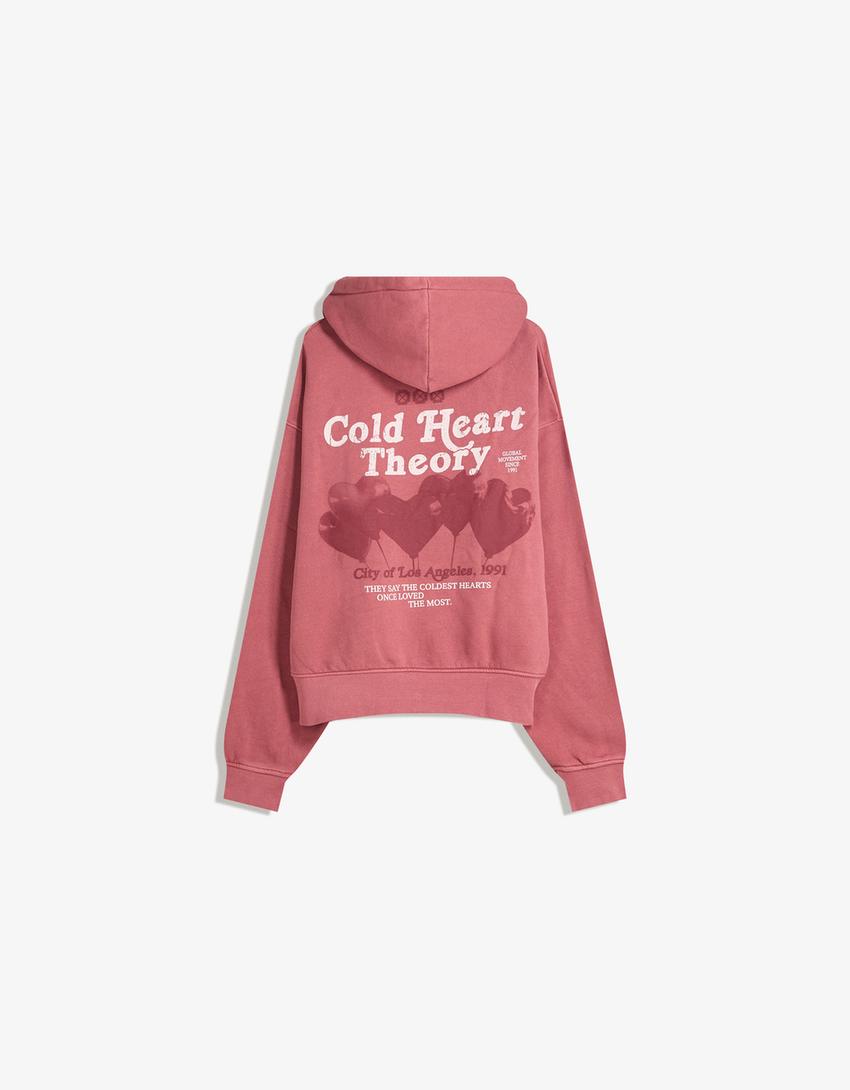 Sweatshirt met print en verwassen effect-Koraal-5