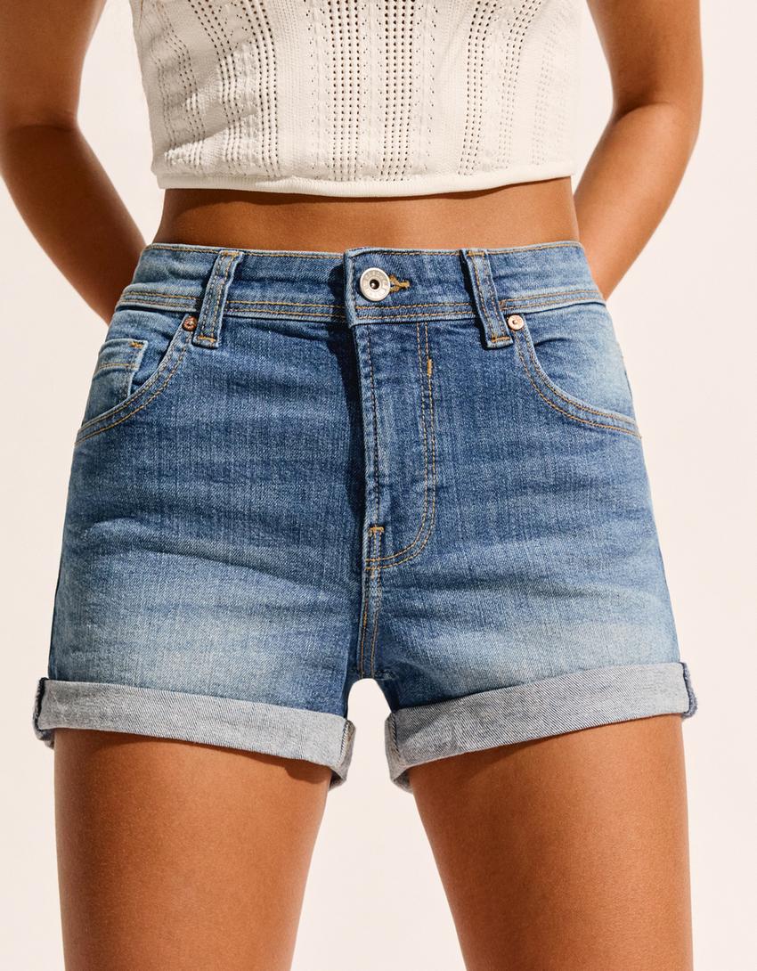 Short denim roll up-Azul lavado-1