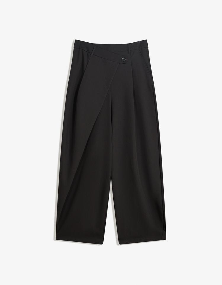 Tailored fit trousers with crossover waist