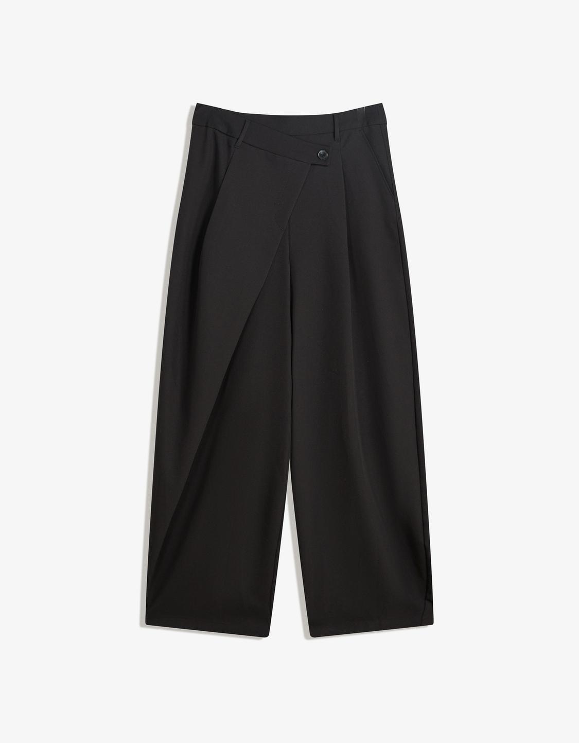 Tailored fit trousers with crossover waist