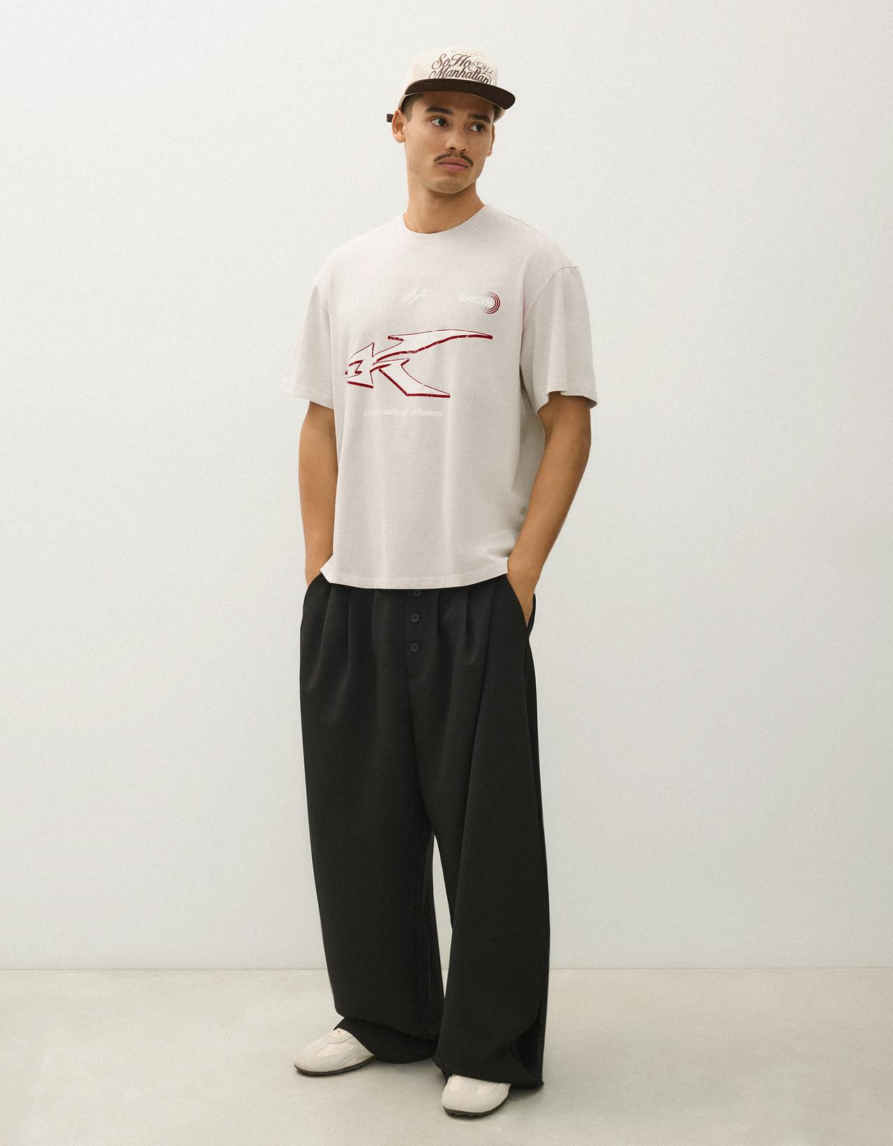Relaxed print short sleeve T-shirt — Grey