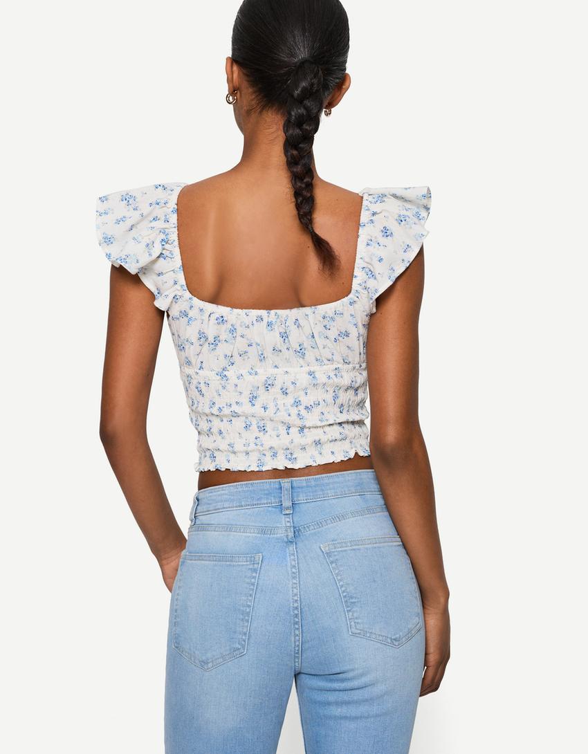 Top rustique froncé-Multicouleur