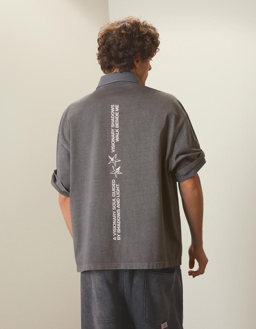 Camiseta boxy fit print-Gris
