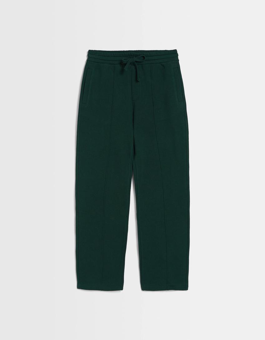 Wide leg plush trousers-Green-4