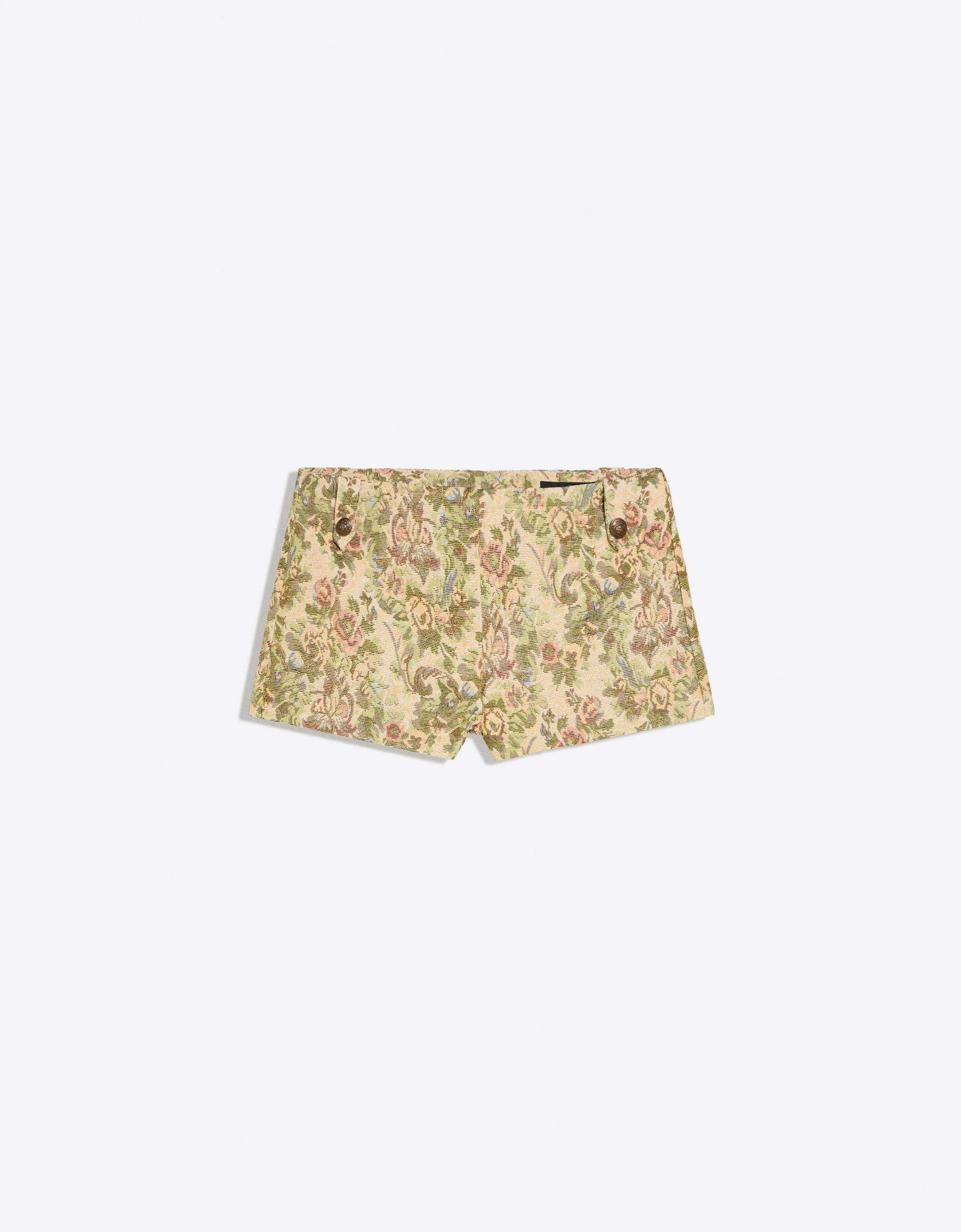 Jacquard mini shorts with button detail — Green