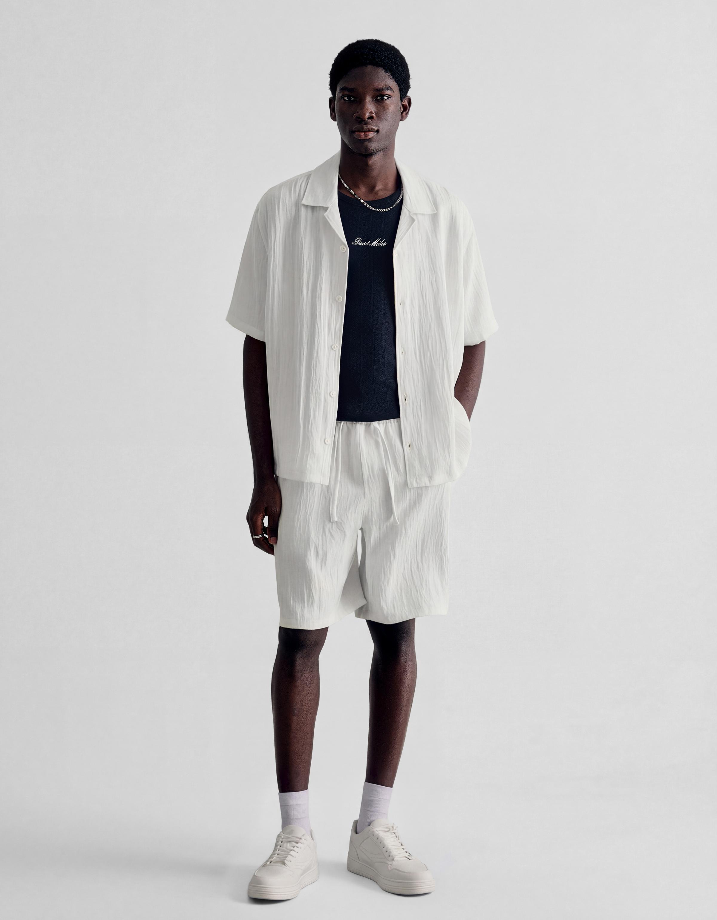 Rustic jogger Bermuda shorts — White