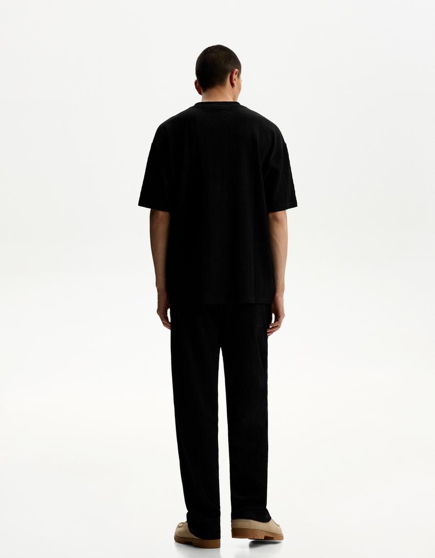 Textured trousers-Black