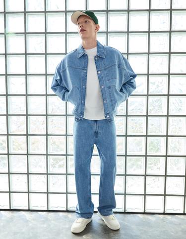 Textured check jeans — Light blue 1