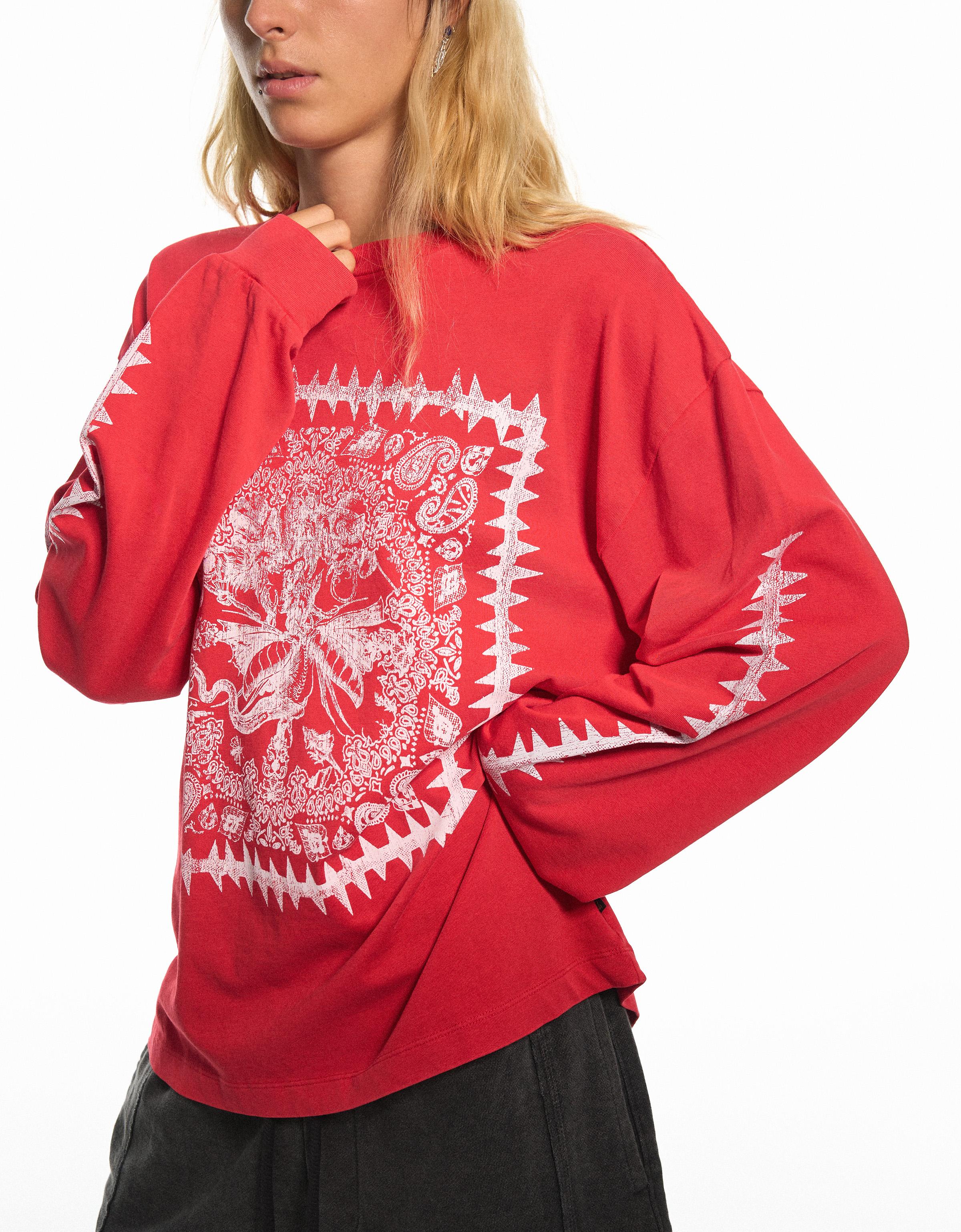 Bershka Uzun kollu ARIES X BERSHKA baskılı tişört