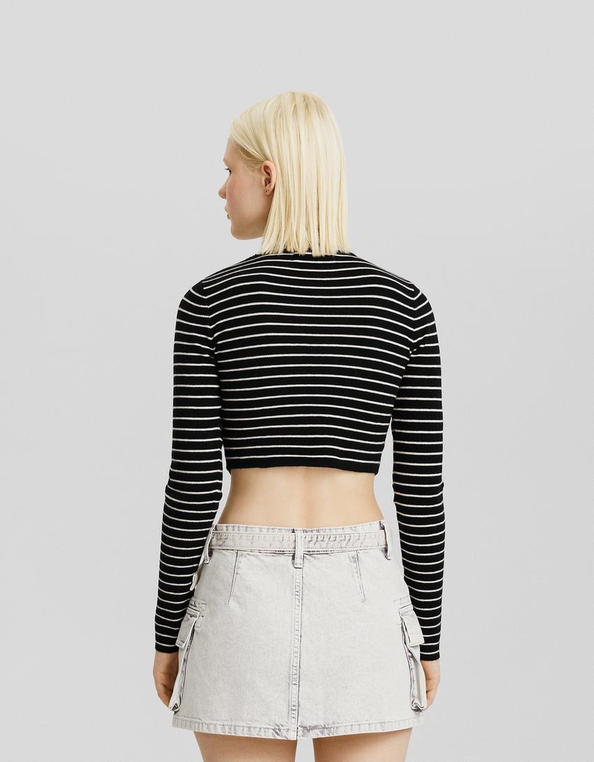 Camisola gola alta riscas-Preto-1