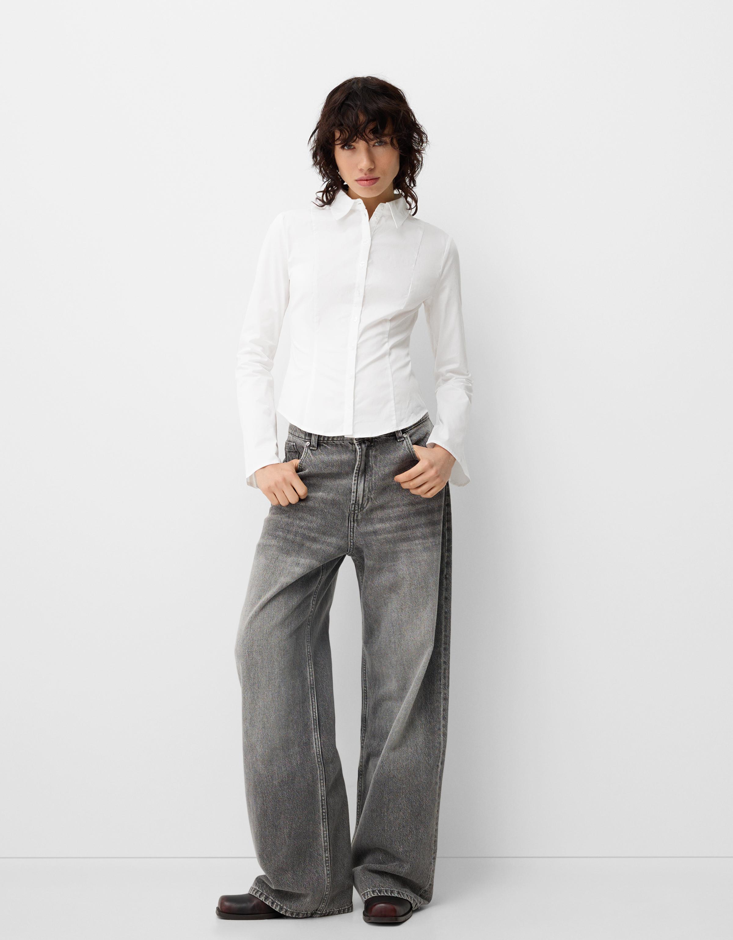 Çan kollu vücuda oturan gömlek - Görsel 16