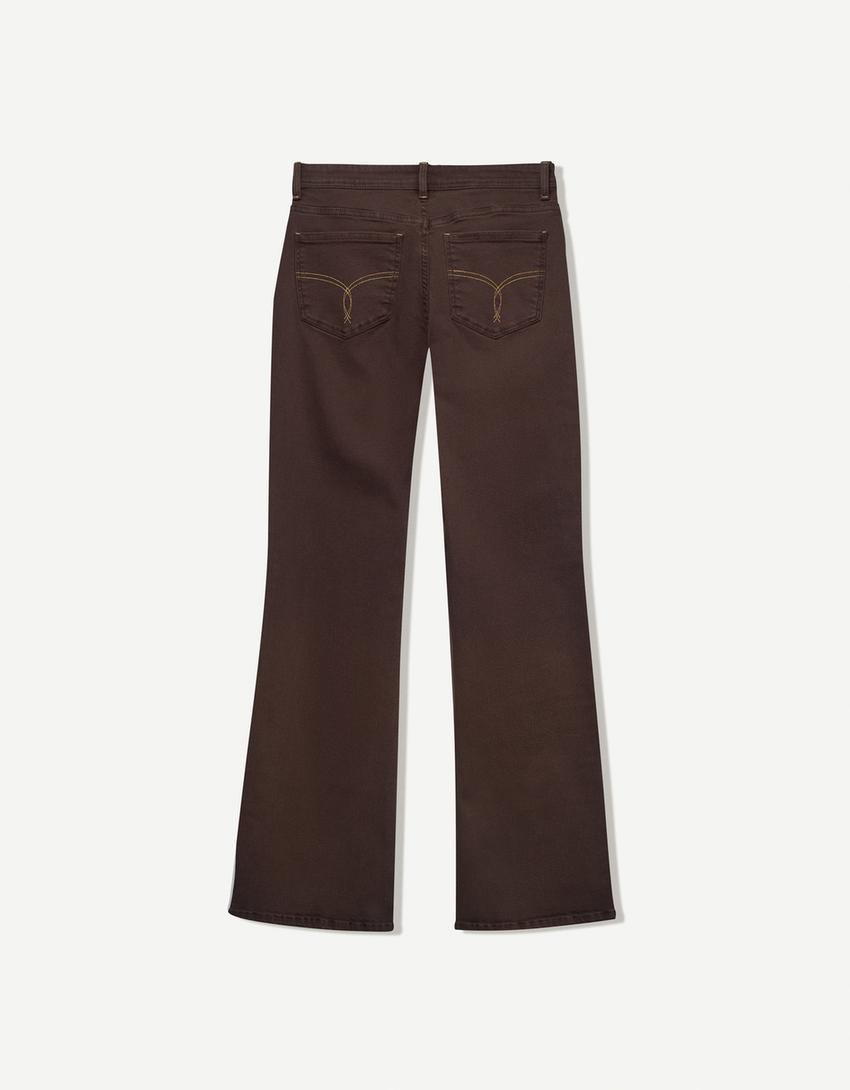 Jean bootcut taille basse-Marron-5