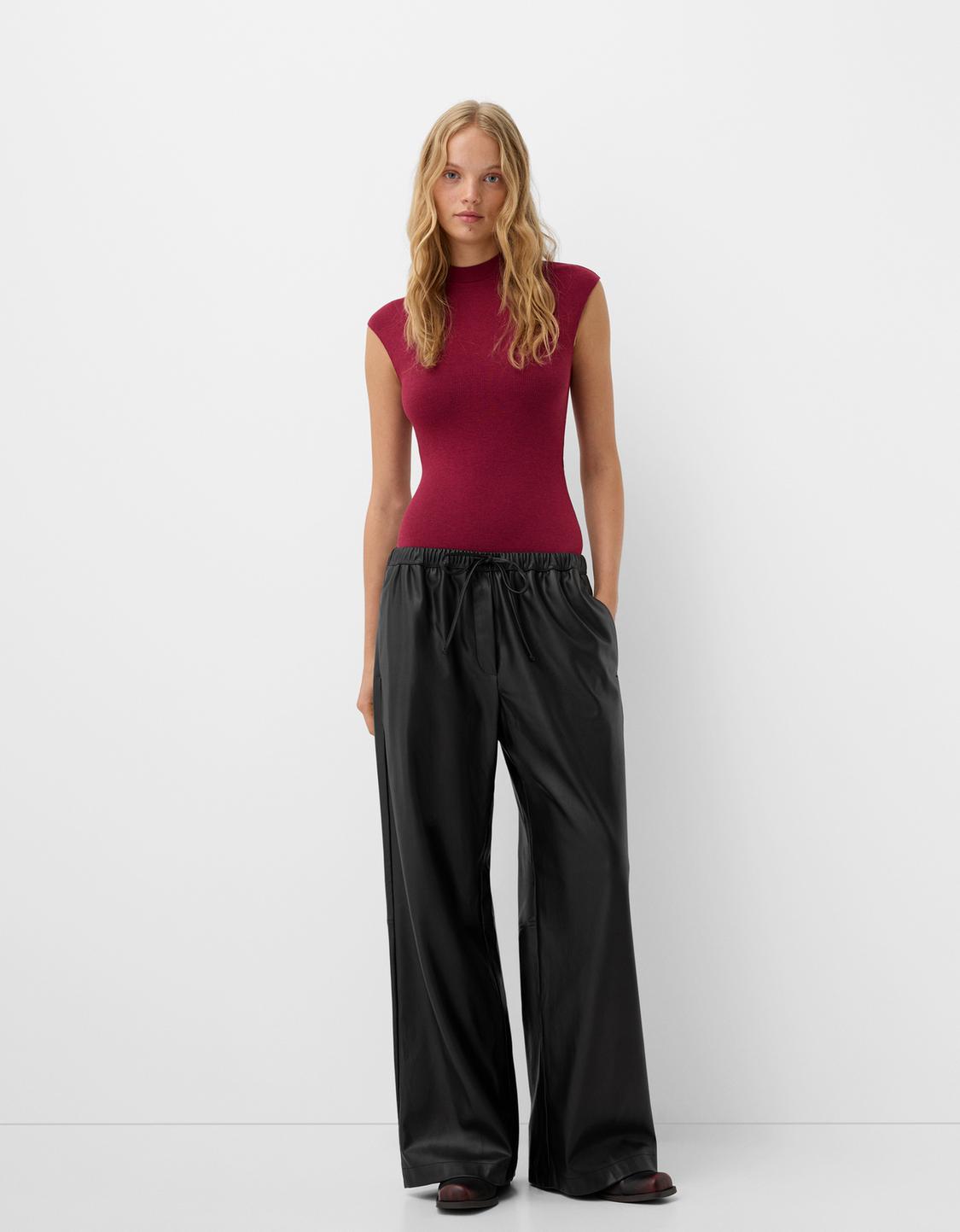 Pantalon large similicuir