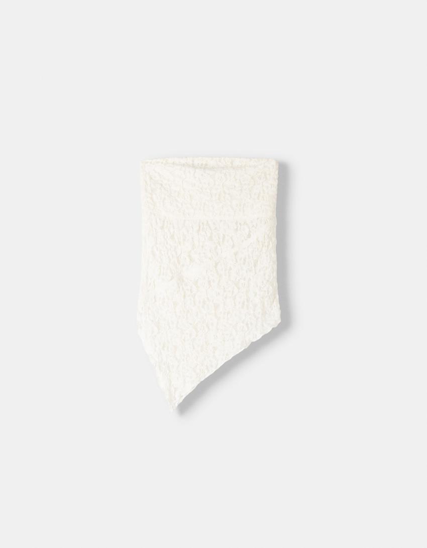 Blonde lace bandeau top-Cream-5