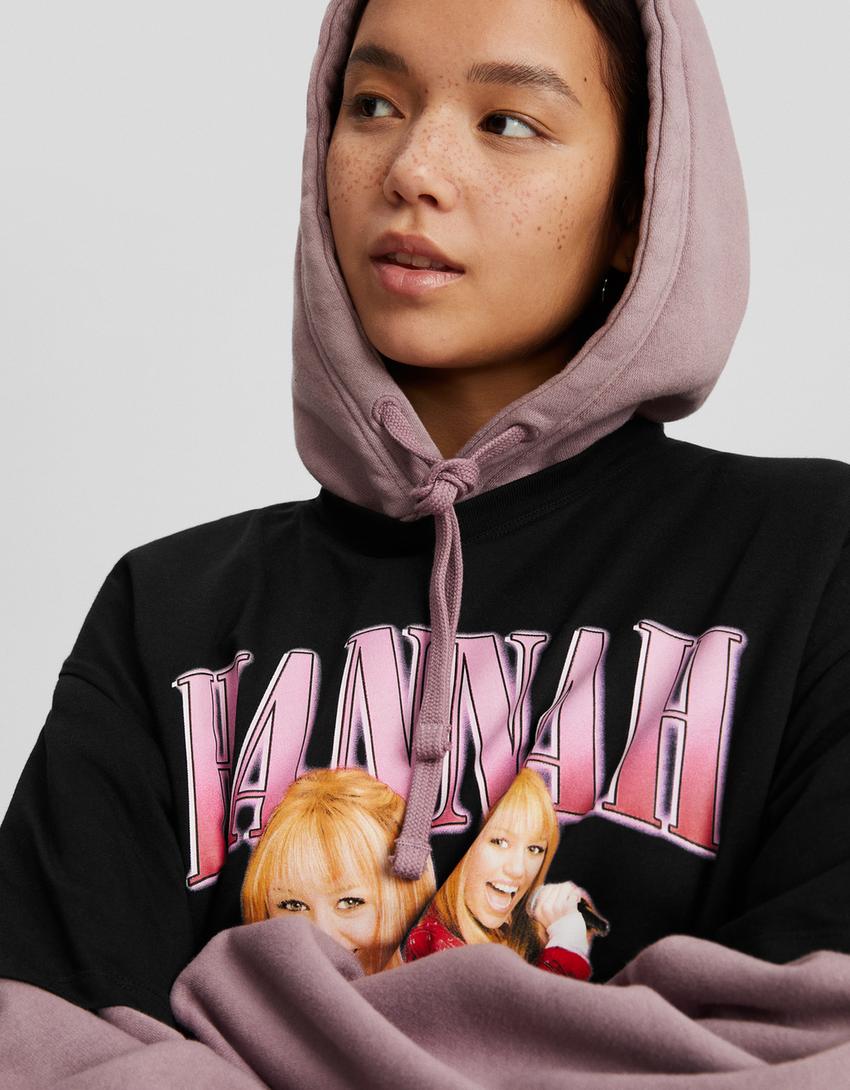 Hannah Montana print oversize short sleeve T-shirt-Black-2