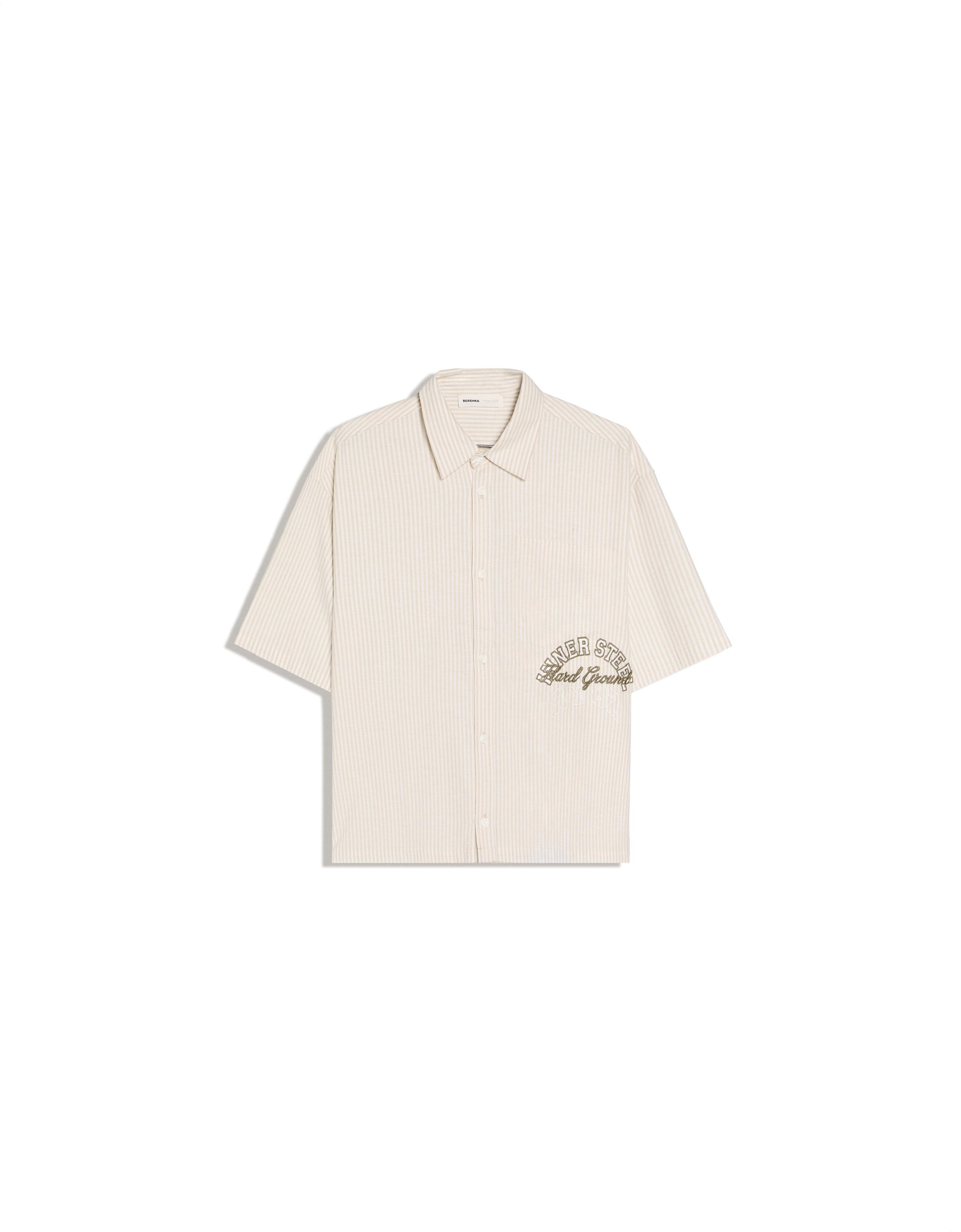 Short sleeve embroidered shirt — Cream