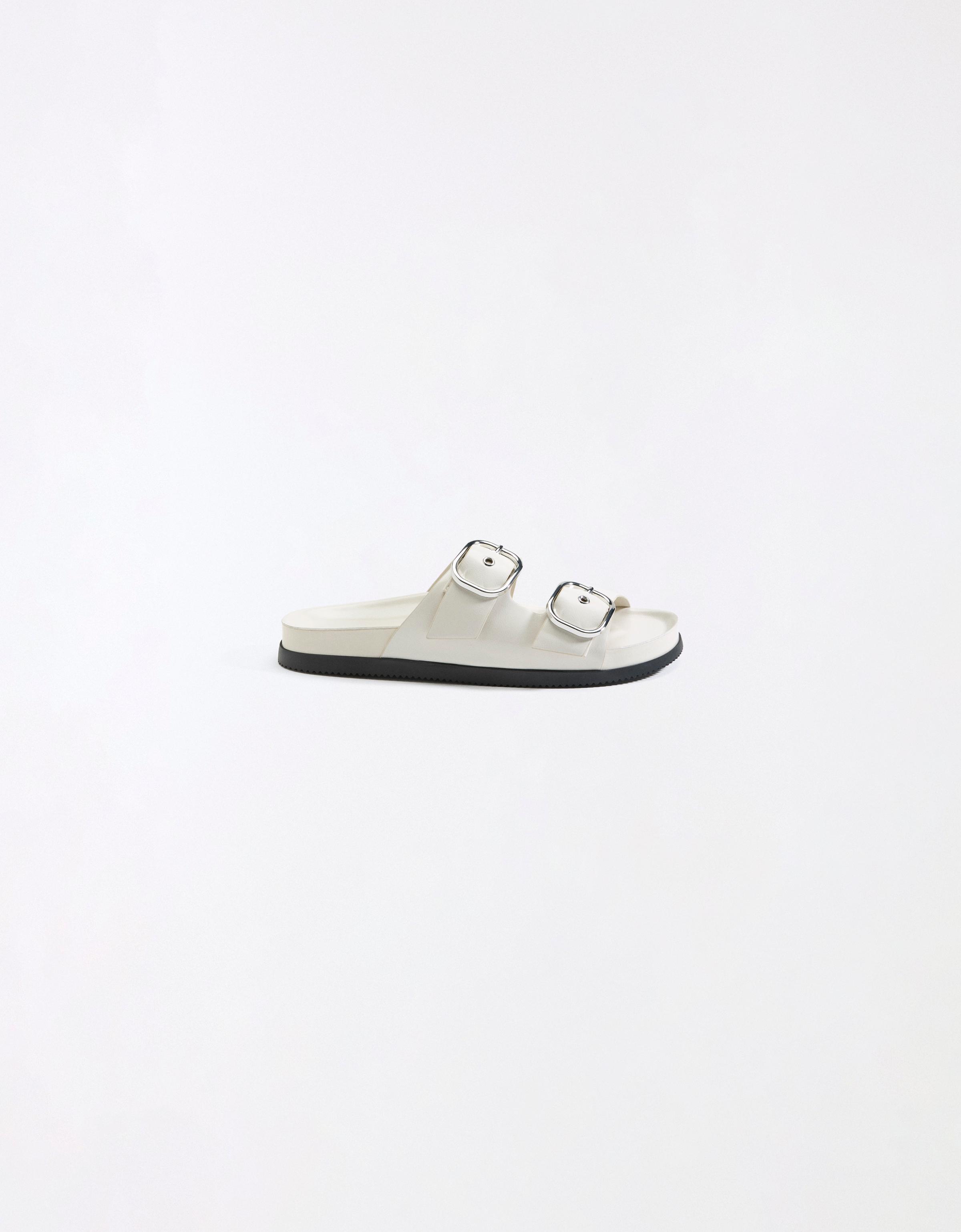 Buckled flat sandals — ECRU